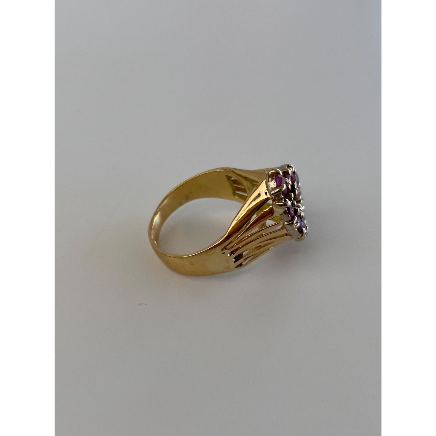 Vintage Solid 14k Yellow Gold Ruby Ring - Size 4