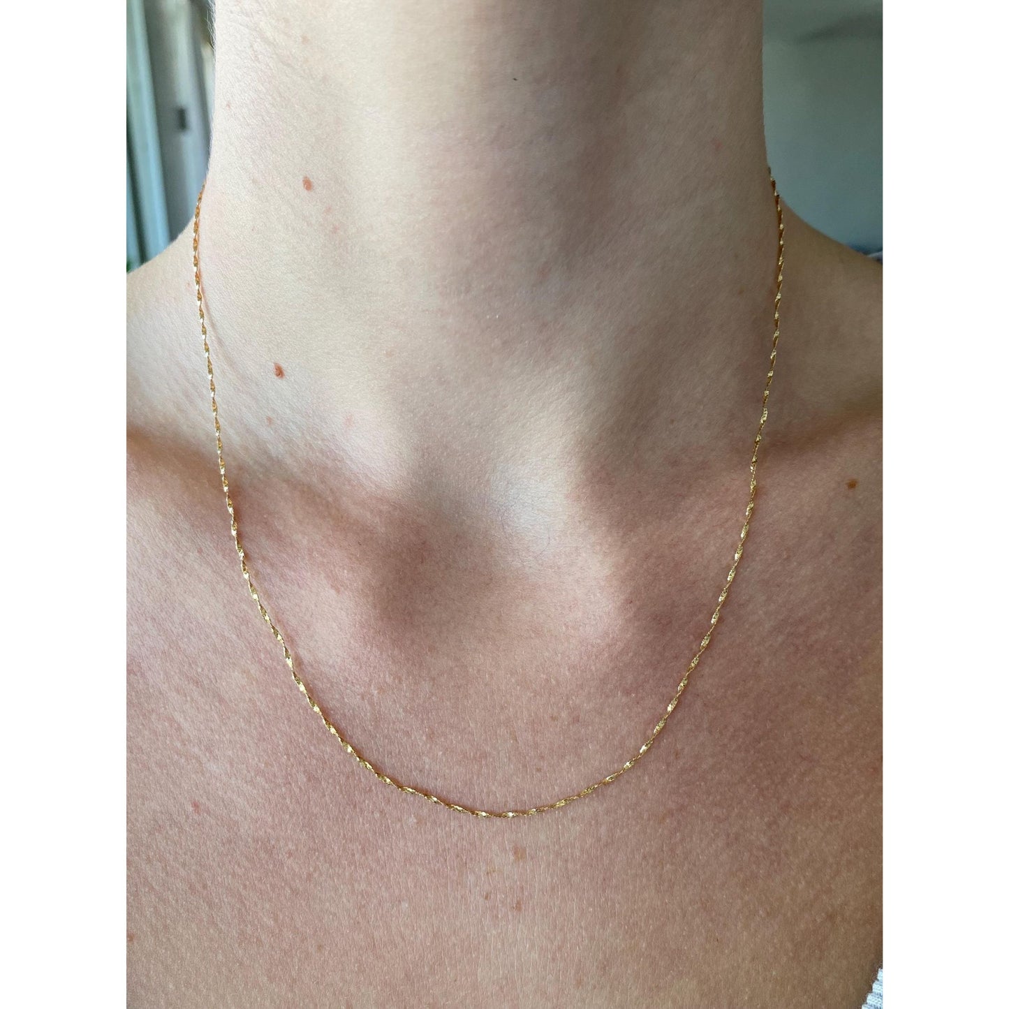 Vintage Solid 14k Yellow Gold Twist Chain Necklace - 17.75 inches