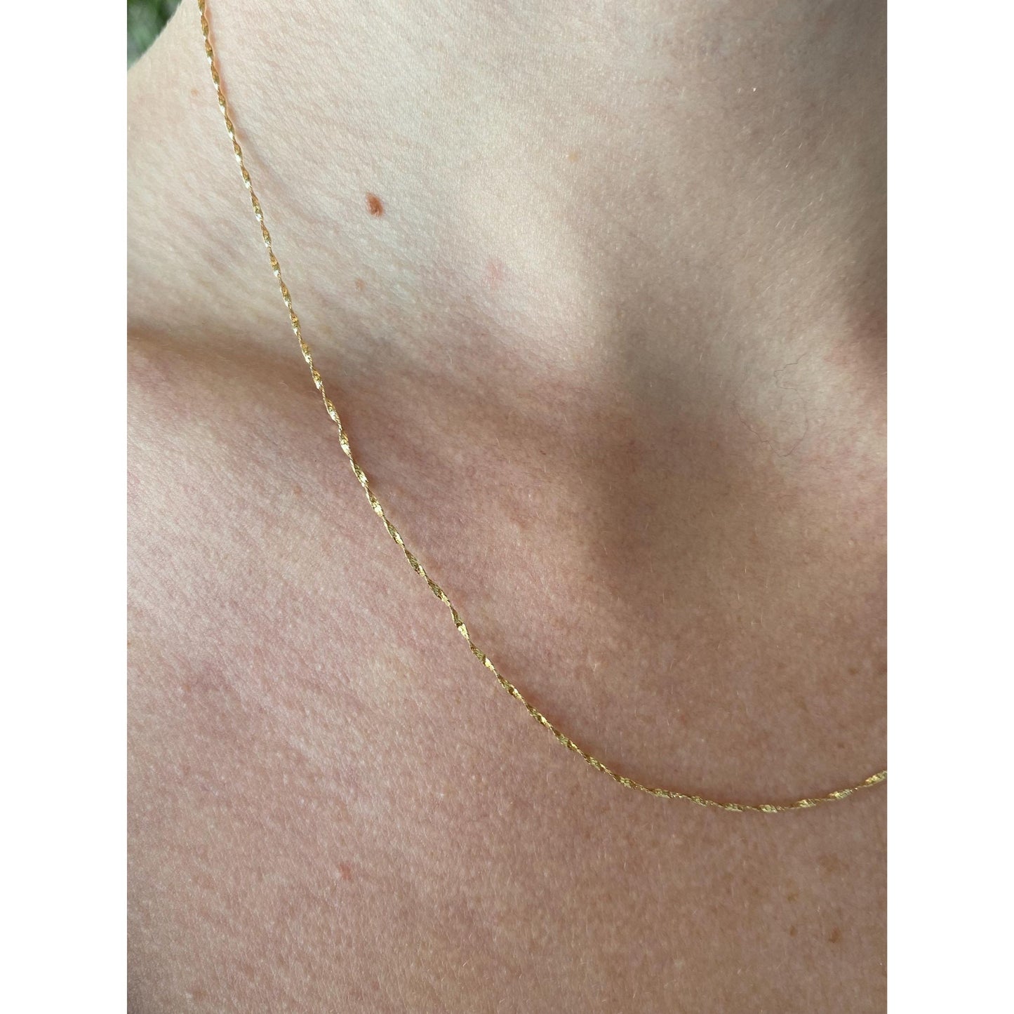 Vintage Solid 14k Yellow Gold Twist Chain Necklace - 17.75 inches