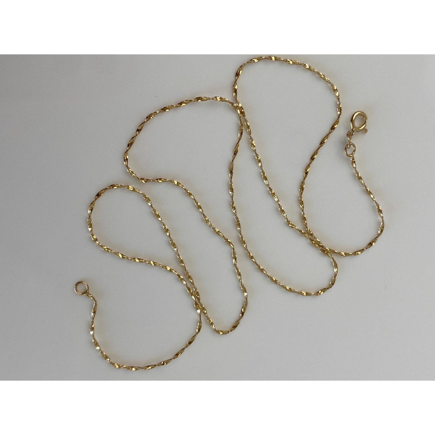 Vintage Solid 14k Yellow Gold Twist Chain Necklace - 17.75 inches