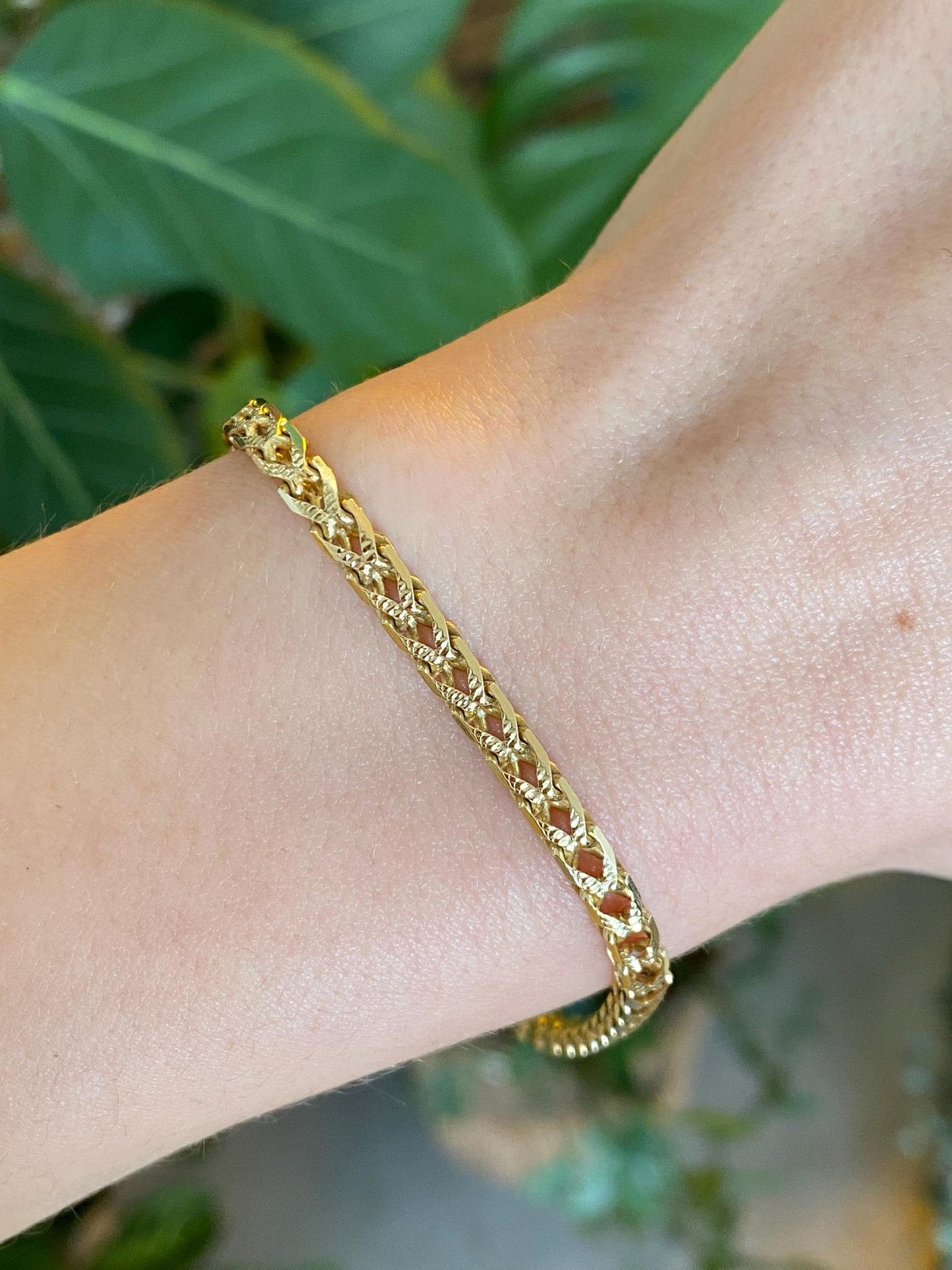 Vintage Solid 14k Yellow Gold Fancy Chain Bracelet - 7.5 inches
