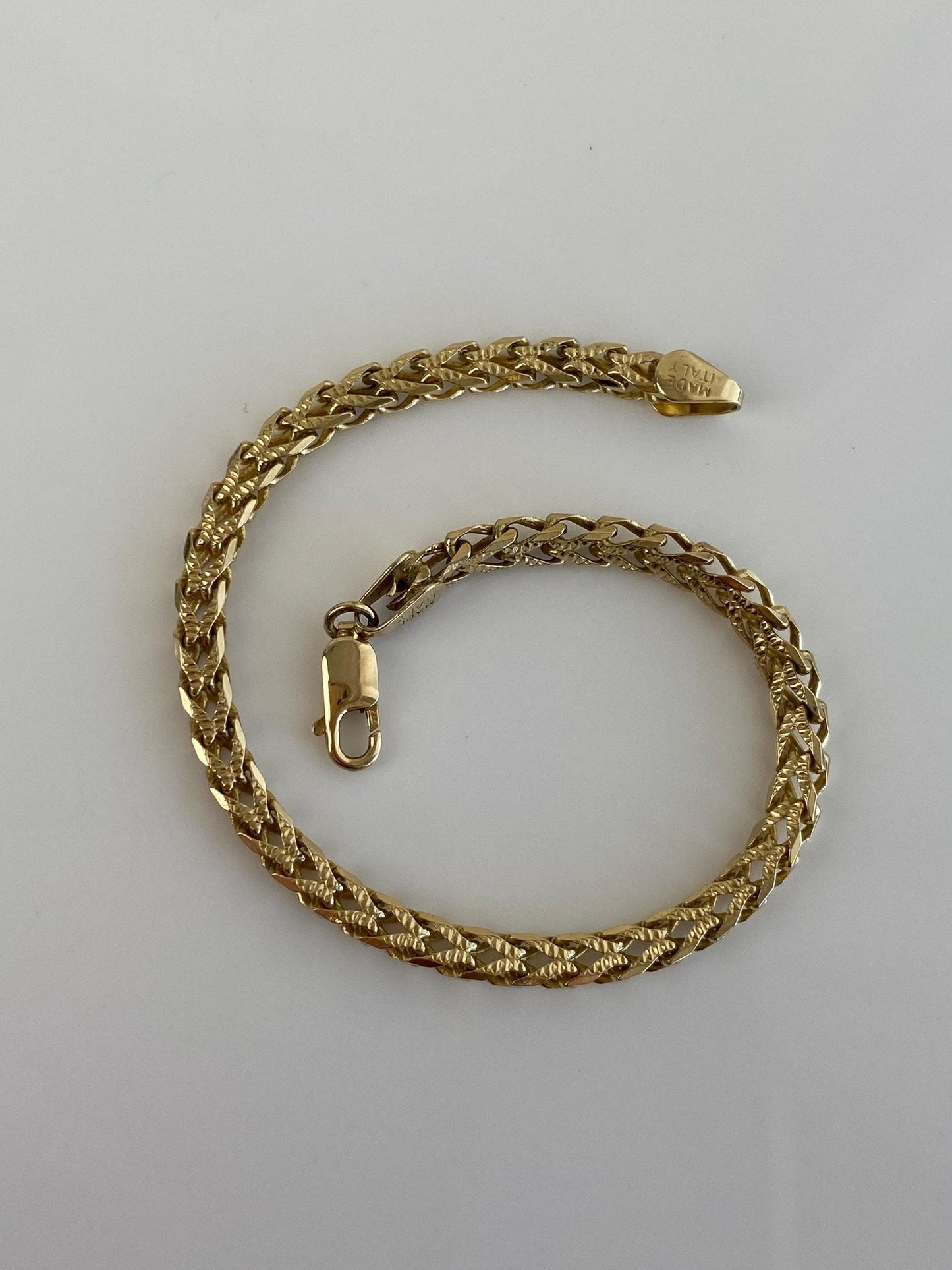 Vintage Solid 14k Yellow Gold Fancy Chain Bracelet - 7.5 inches