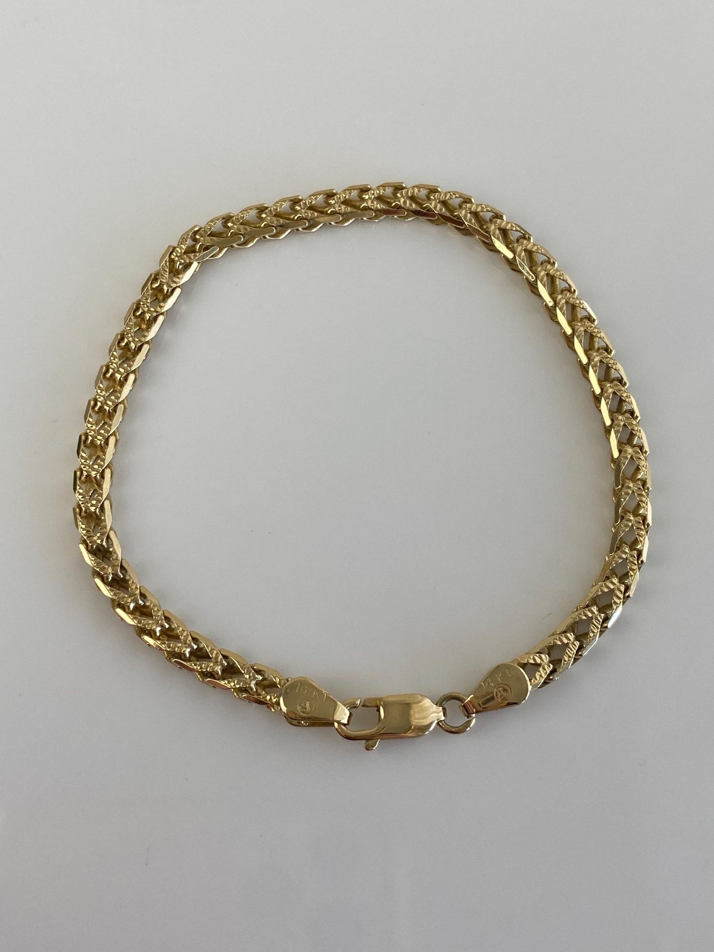 Vintage Solid 14k Yellow Gold Fancy Chain Bracelet - 7.5 inches