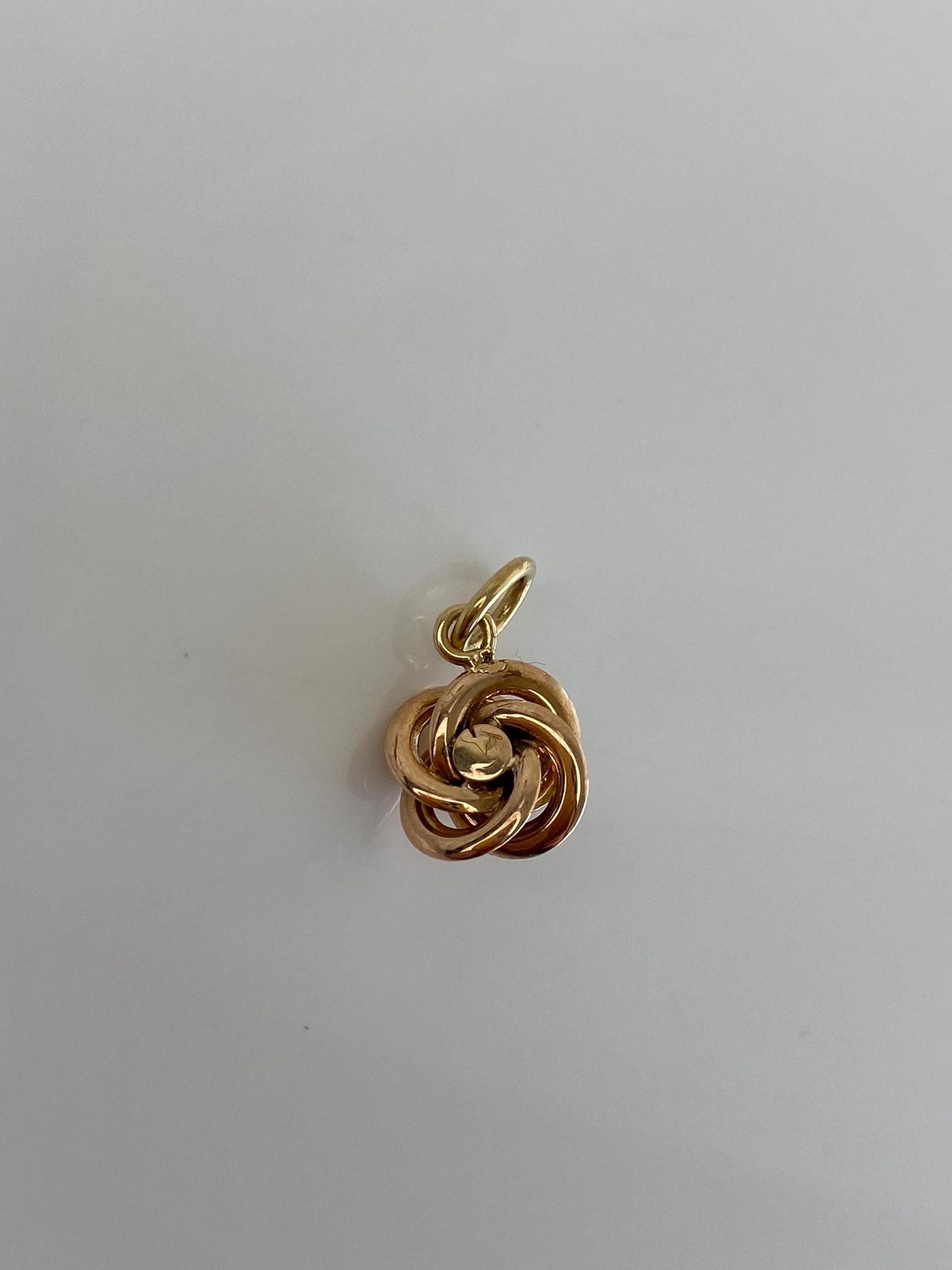 Vintage Solid 14k Yellow Gold Garnet Knot Charm