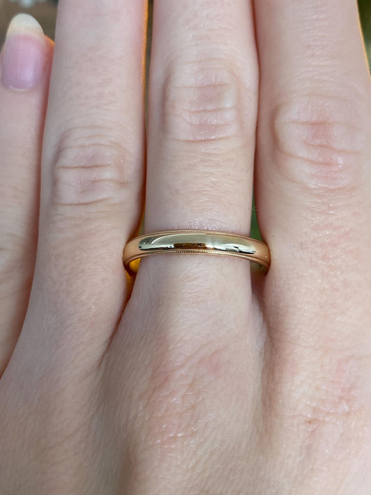 Vintage Solid 14k Yellow Gold Miligrain Ring Band - Size 11.25