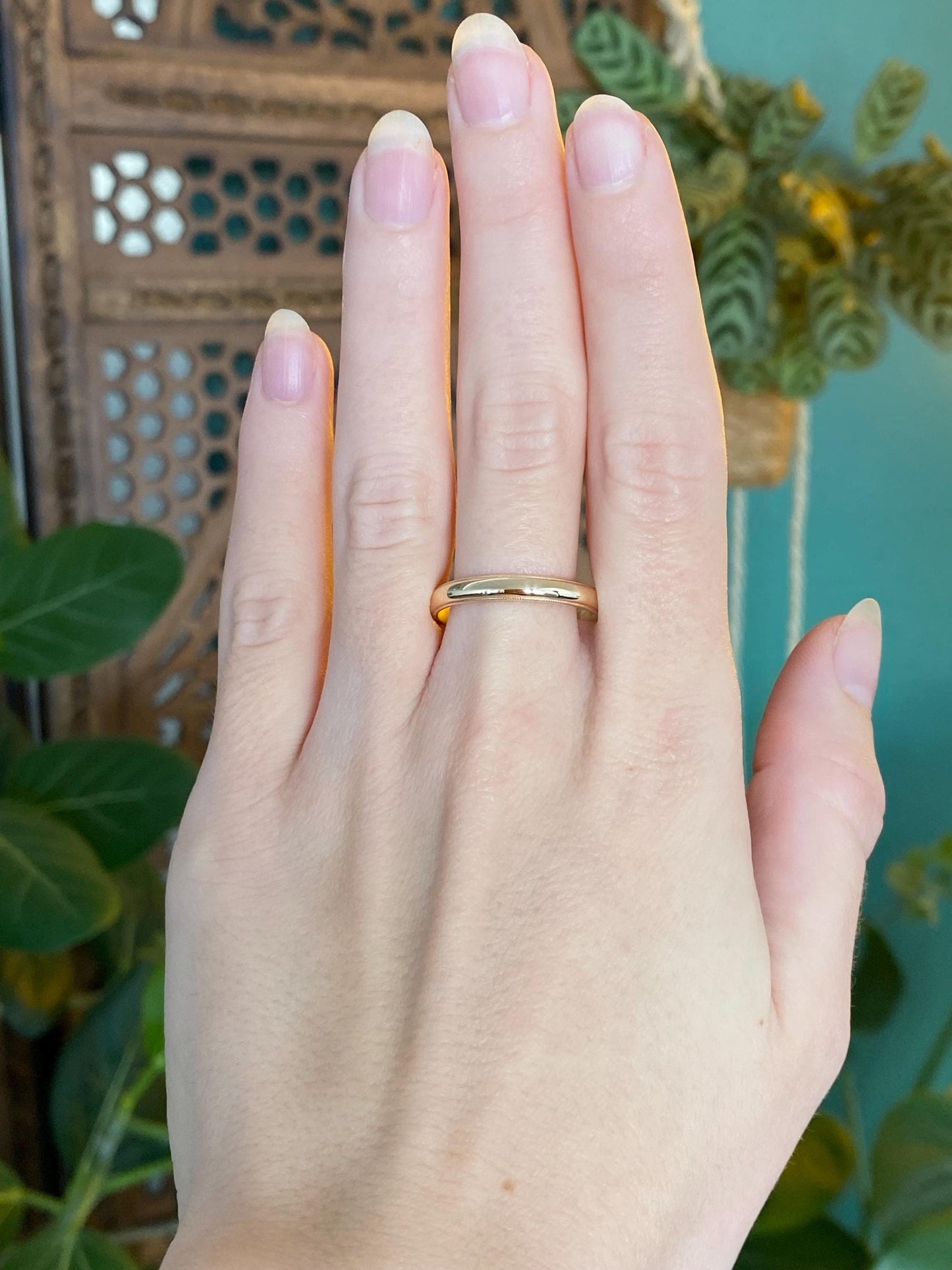 Vintage Solid 14k Yellow Gold Miligrain Ring Band - Size 11.25