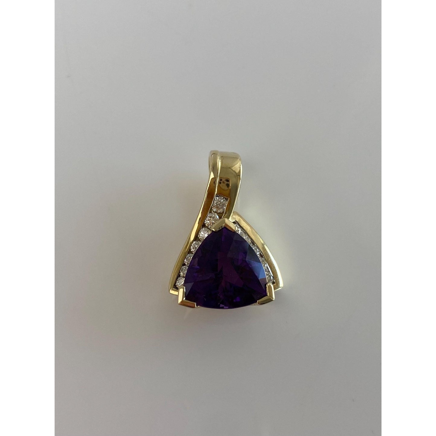 Vintage Solid 14k Yellow Gold Diamond Amethyst Charm