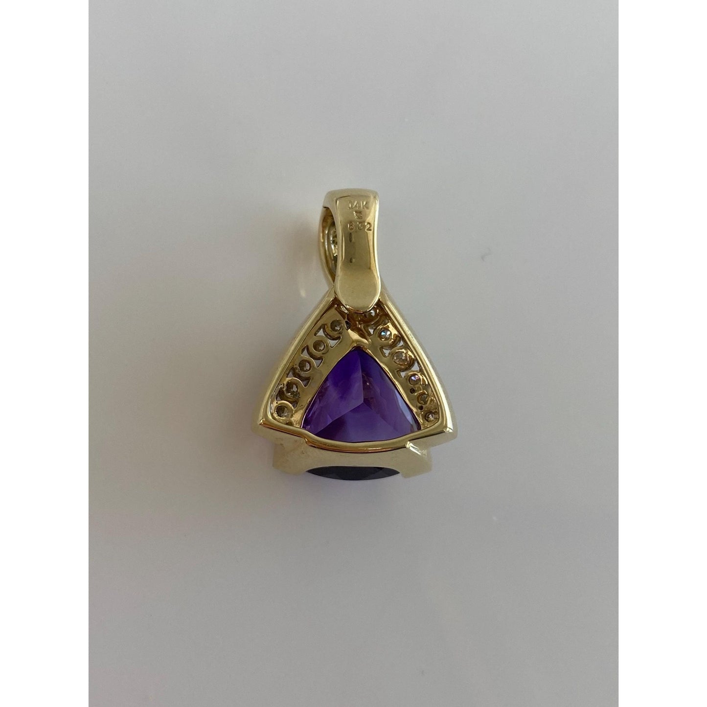 Vintage Solid 14k Yellow Gold Diamond Amethyst Charm