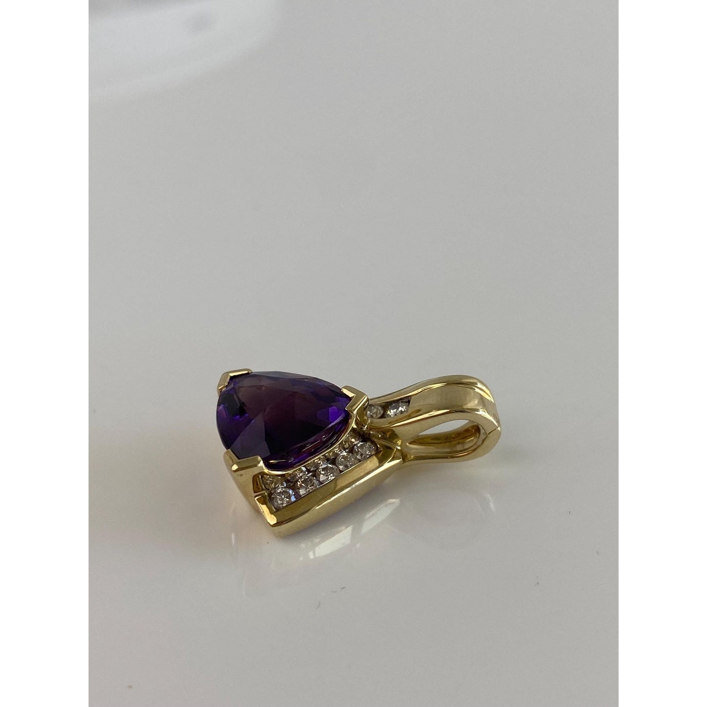 Vintage Solid 14k Yellow Gold Diamond Amethyst Charm