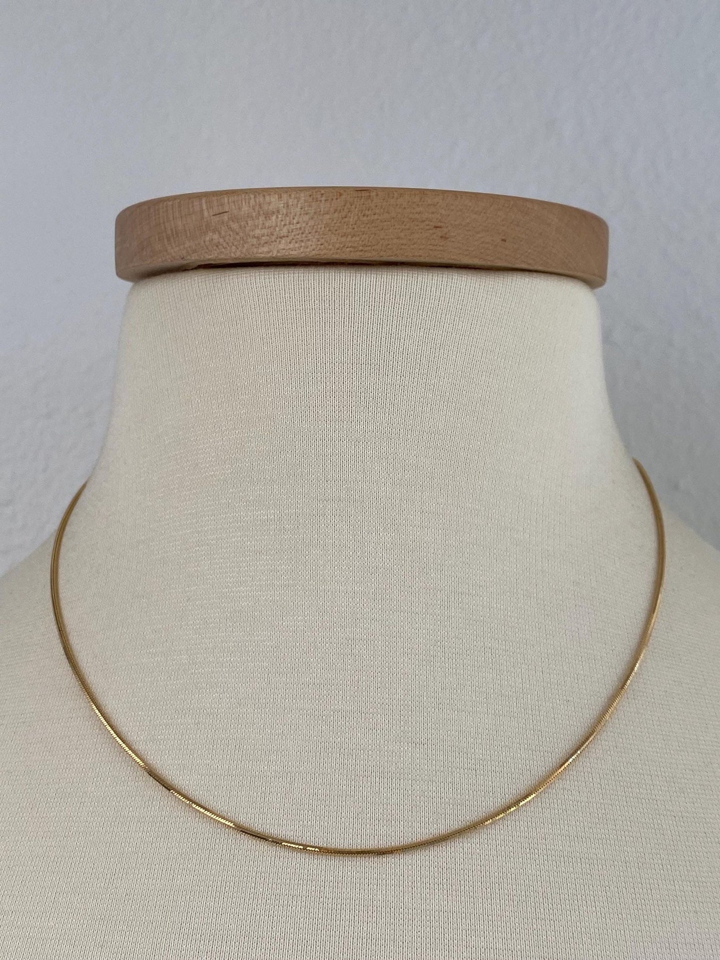 Vintage Solid 14k Yellow Gold Square Snake Chain Necklace - 18 inches