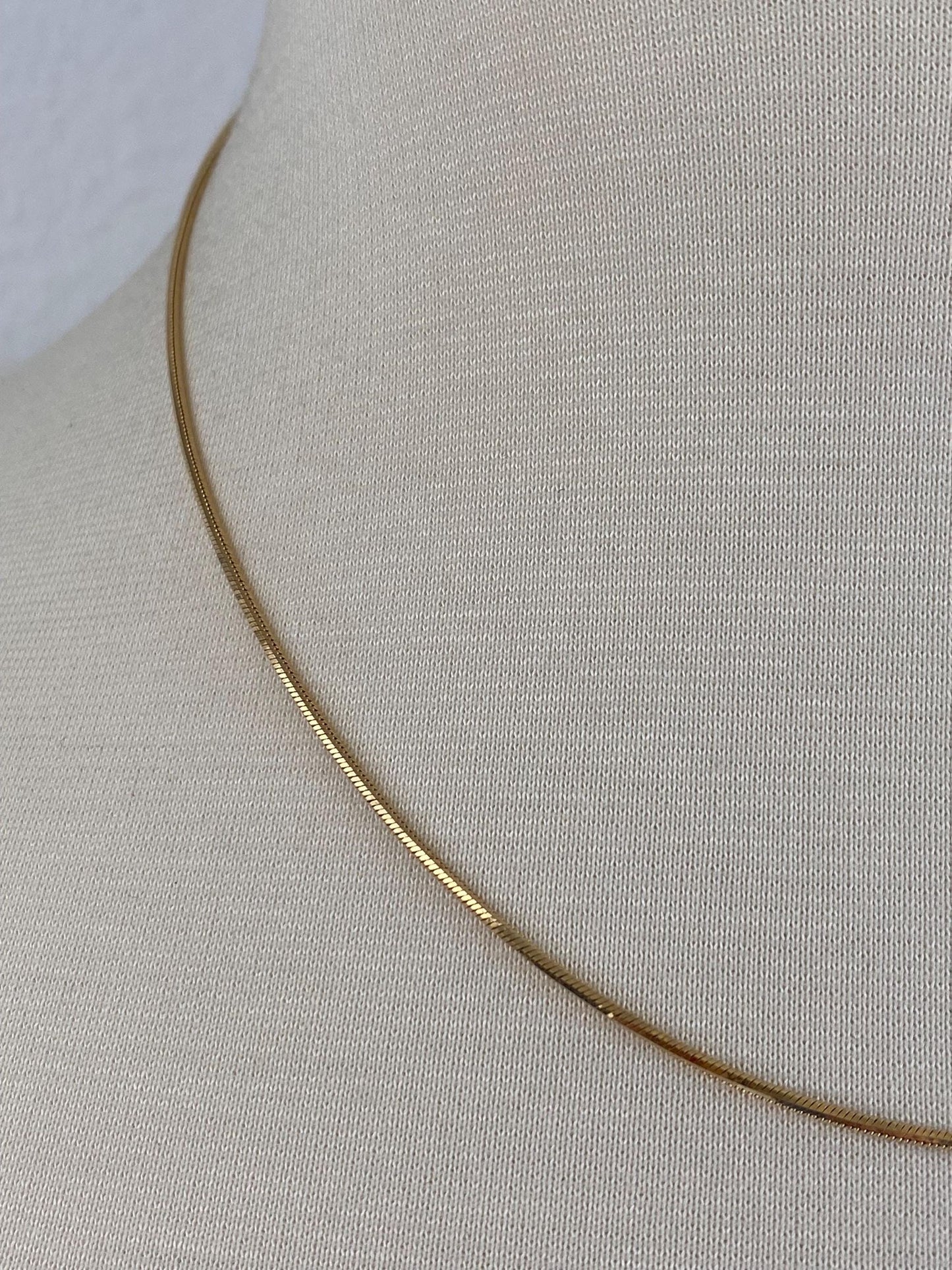 Vintage Solid 14k Yellow Gold Square Snake Chain Necklace - 18 inches