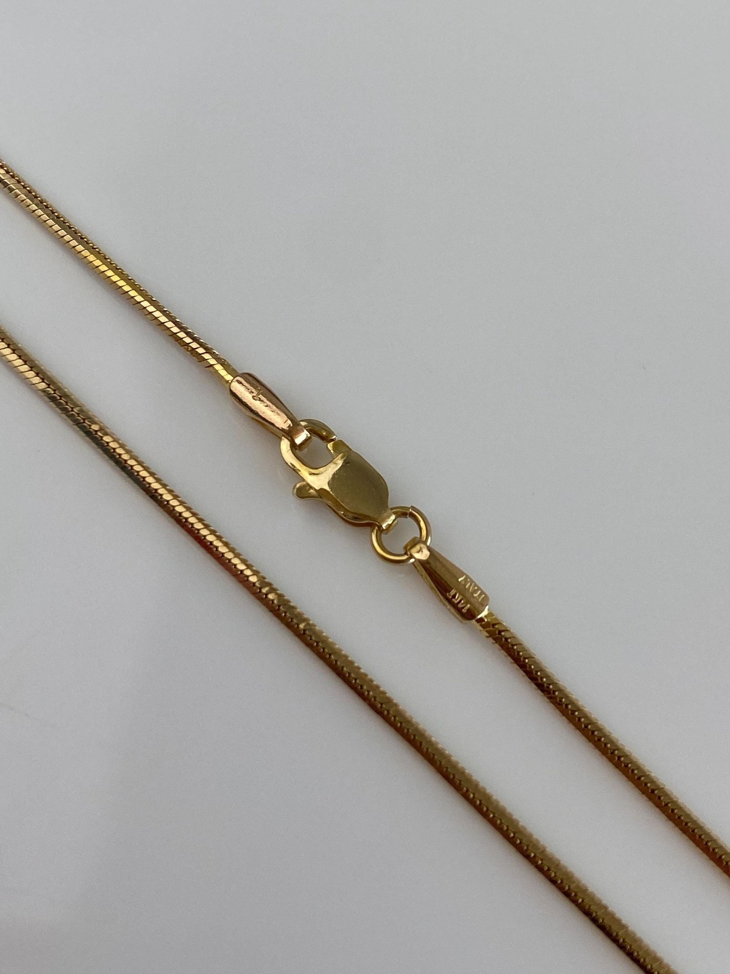 Vintage Solid 14k Yellow Gold Square Snake Chain Necklace - 18 inches