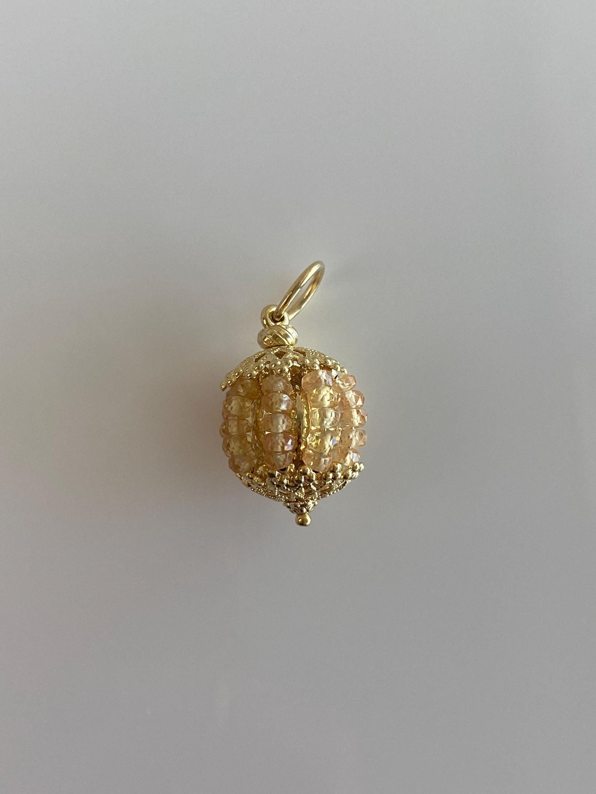 Vintage 18k Yellow Gold Yellow Sapphire Beads Ball Charm