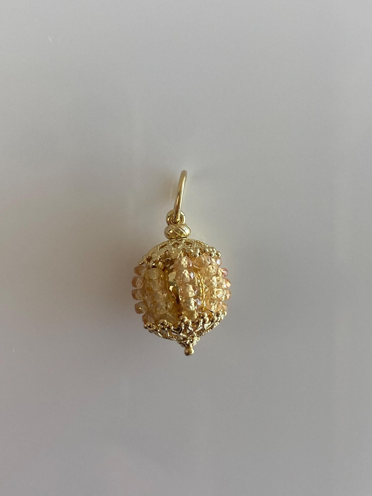 Vintage 18k Yellow Gold Yellow Sapphire Beads Ball Charm