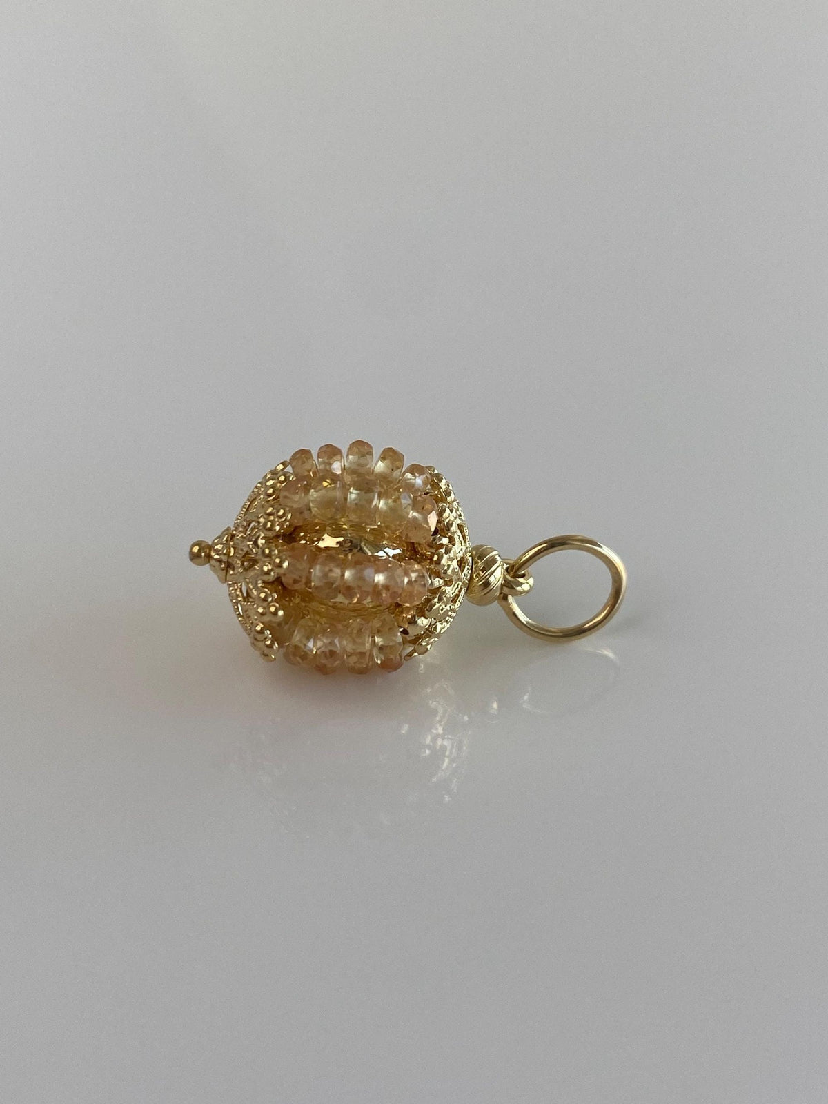 Vintage 18k Yellow Gold Yellow Sapphire Beads Ball Charm