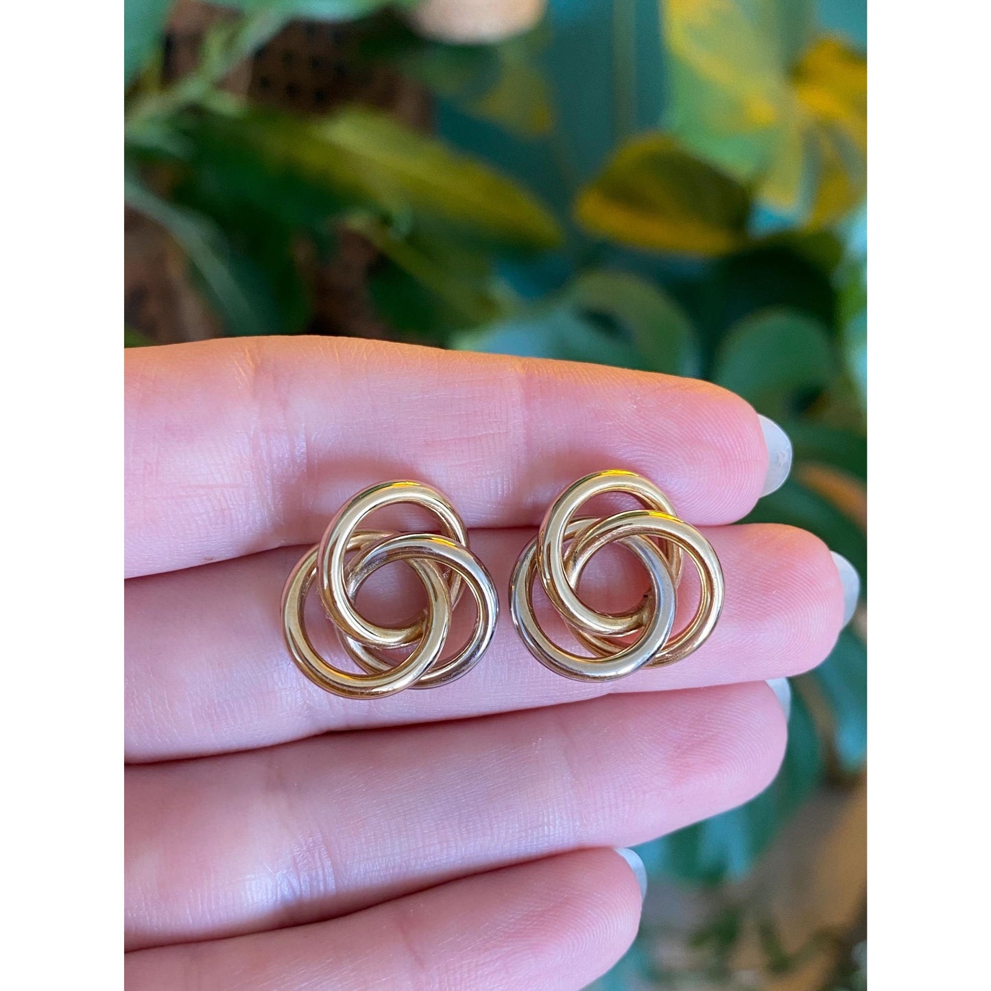 Vintage 14k White & Yellow Gold Knot Stud Earrings