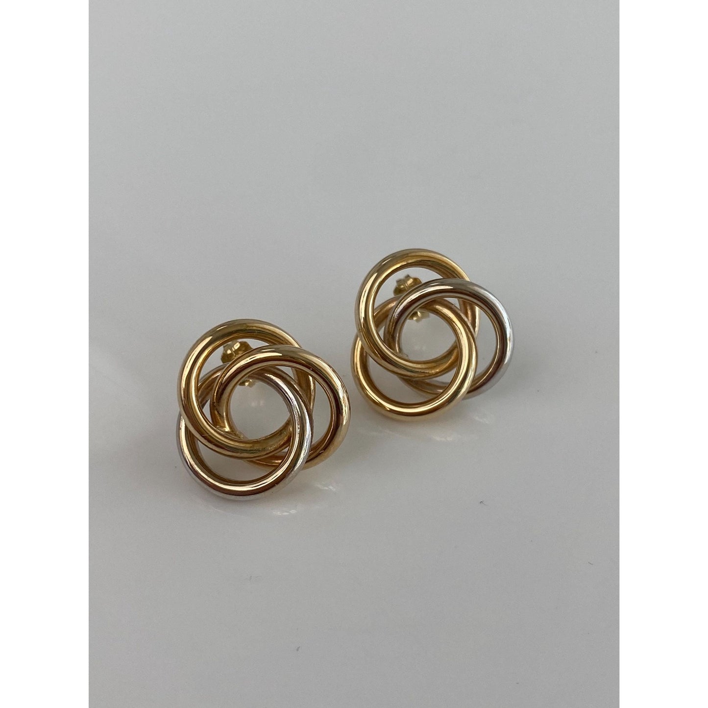 Vintage 14k White & Yellow Gold Knot Stud Earrings