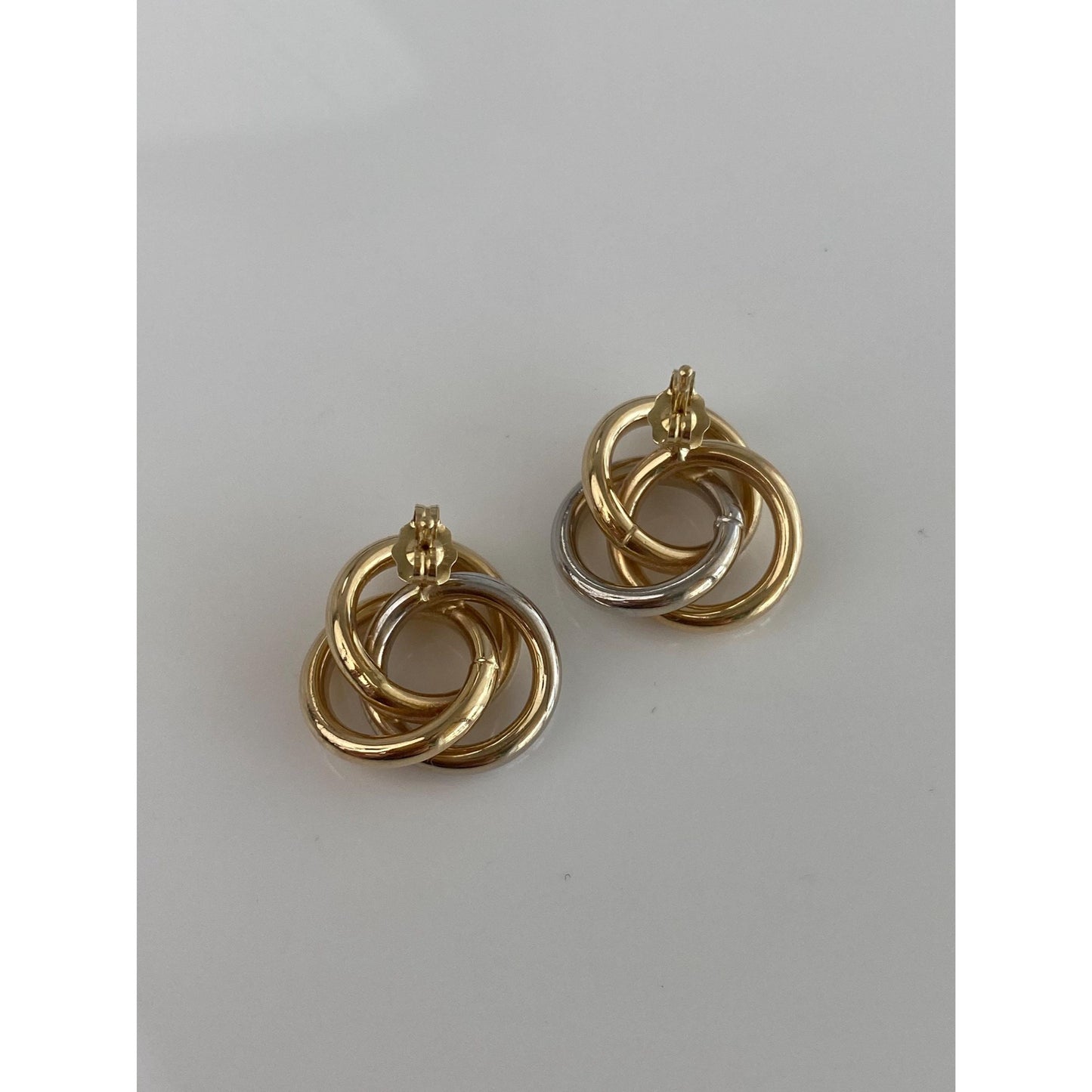 Vintage 14k White & Yellow Gold Knot Stud Earrings