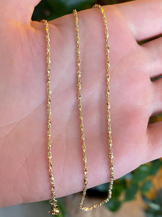 Vintage Solid 14k Yellow Gold Twisted Serpentine Chain Necklace - 18 inches