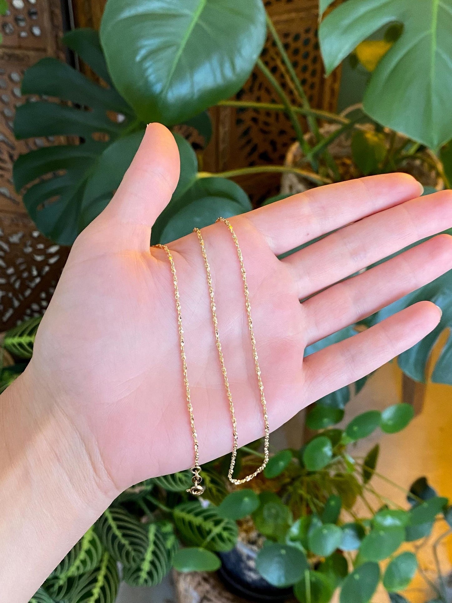 Vintage Solid 14k Yellow Gold Twisted Serpentine Chain Necklace - 18 inches