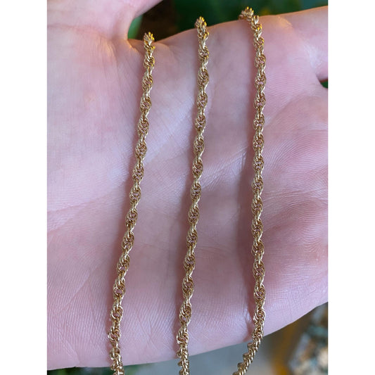 Vintage Solid 14k Yellow Gold Rope Chain Necklace - 24 inches