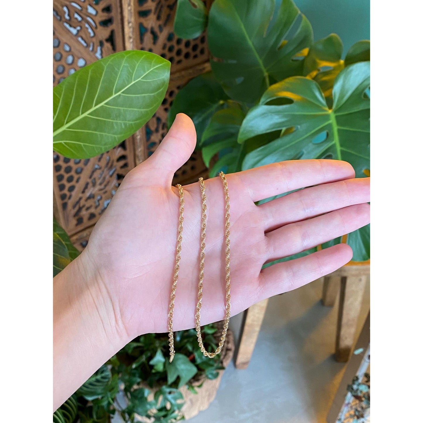 Vintage Solid 14k Yellow Gold Rope Chain Necklace - 24 inches