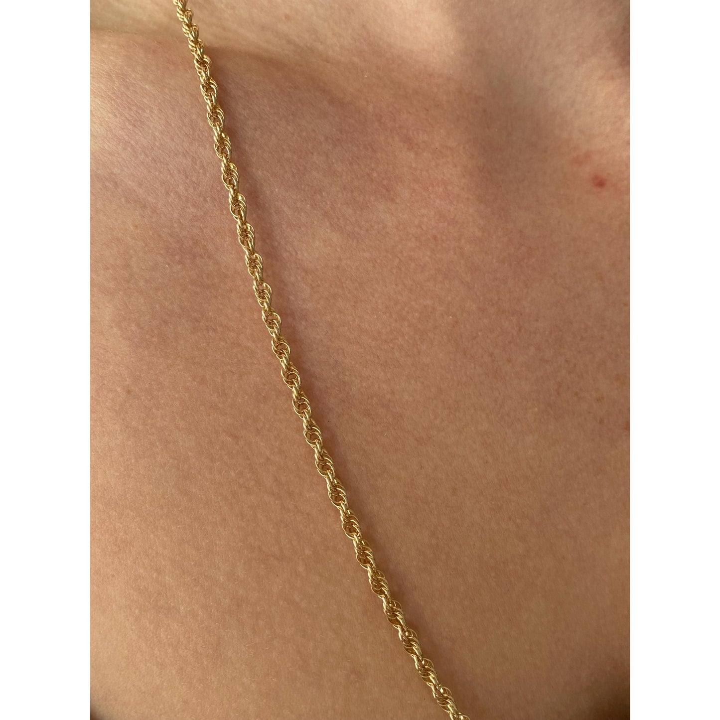 Vintage Solid 14k Yellow Gold Rope Chain Necklace - 24 inches