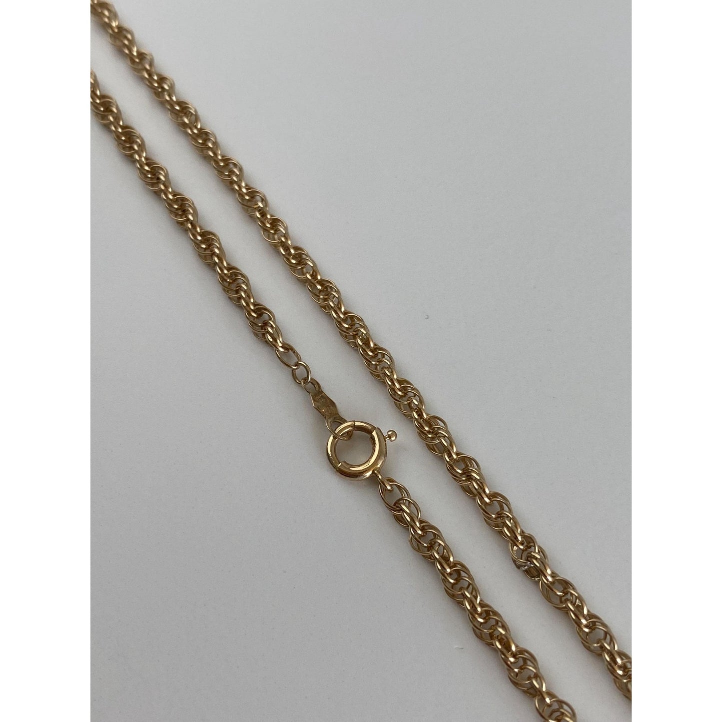 Vintage Solid 14k Yellow Gold Rope Chain Necklace - 24 inches