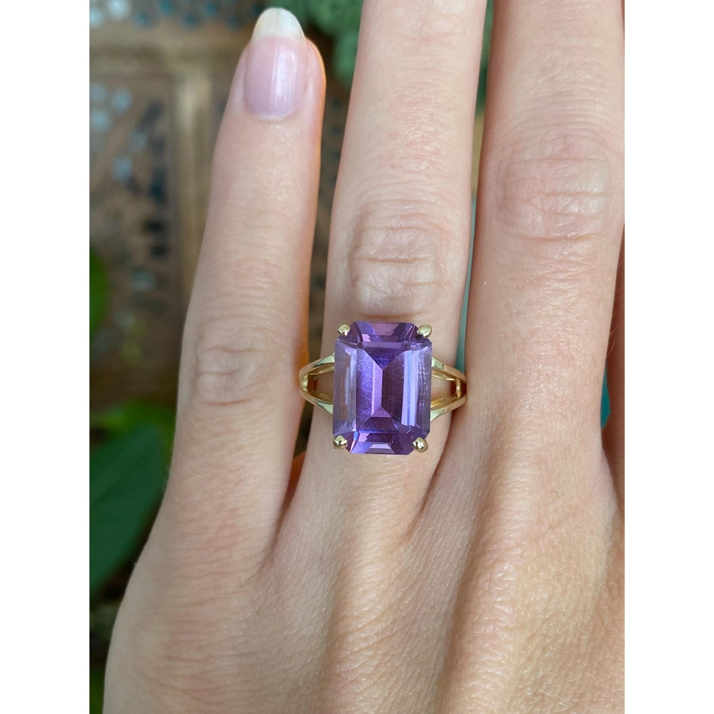 Vintage Solid 10k Yellow Gold Amethyst Ring - Size 5.5