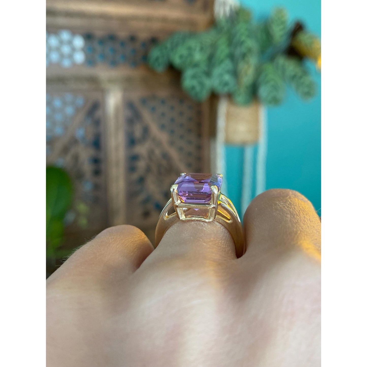 Vintage Solid 10k Yellow Gold Amethyst Ring - Size 5.5