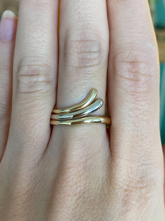 Vintage Solid 14k White & Yellow Gold Ring - Size 8.5