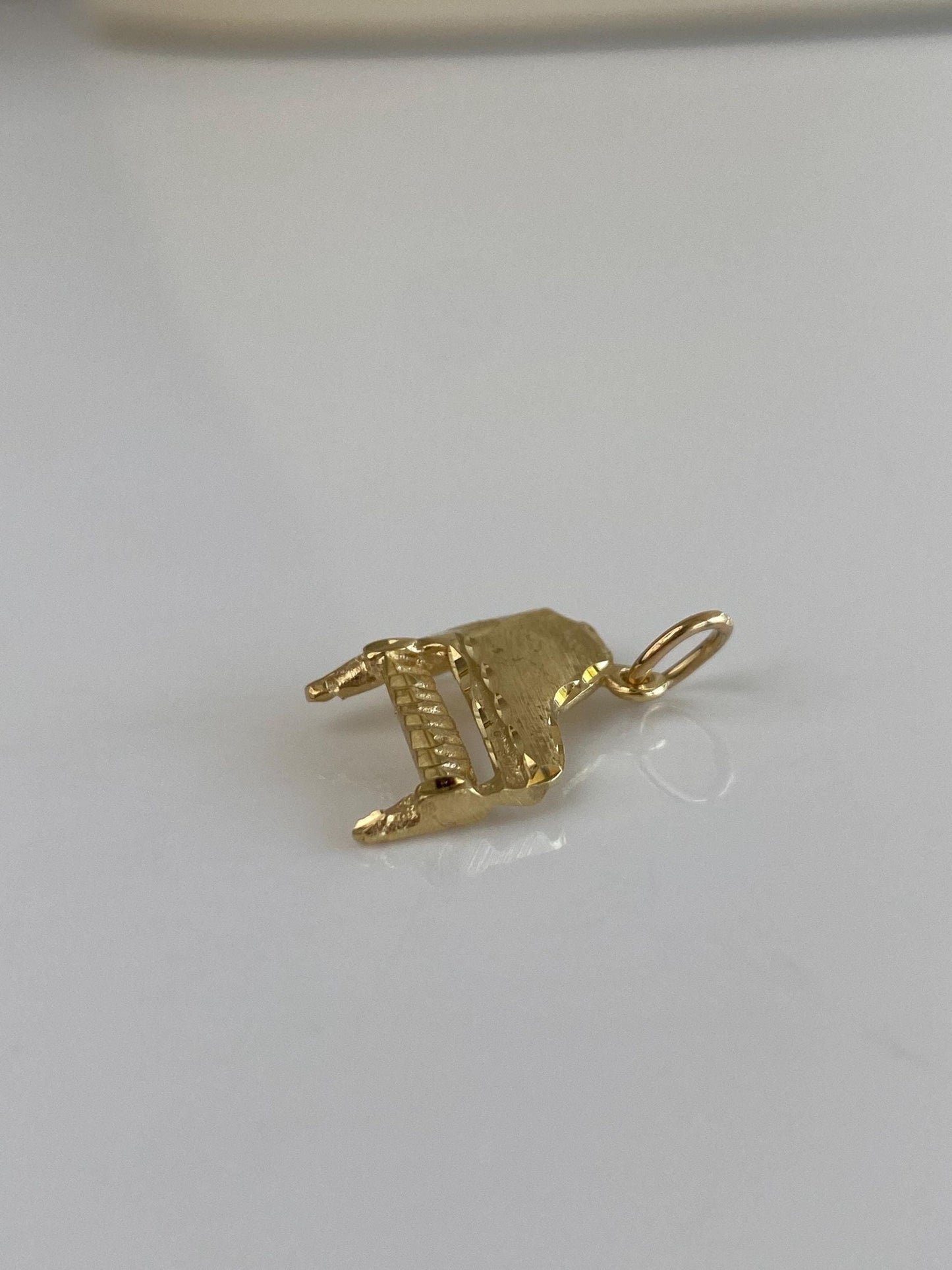 Vintage Solid 14k Yellow Gold Diamond Cut Piano Charm