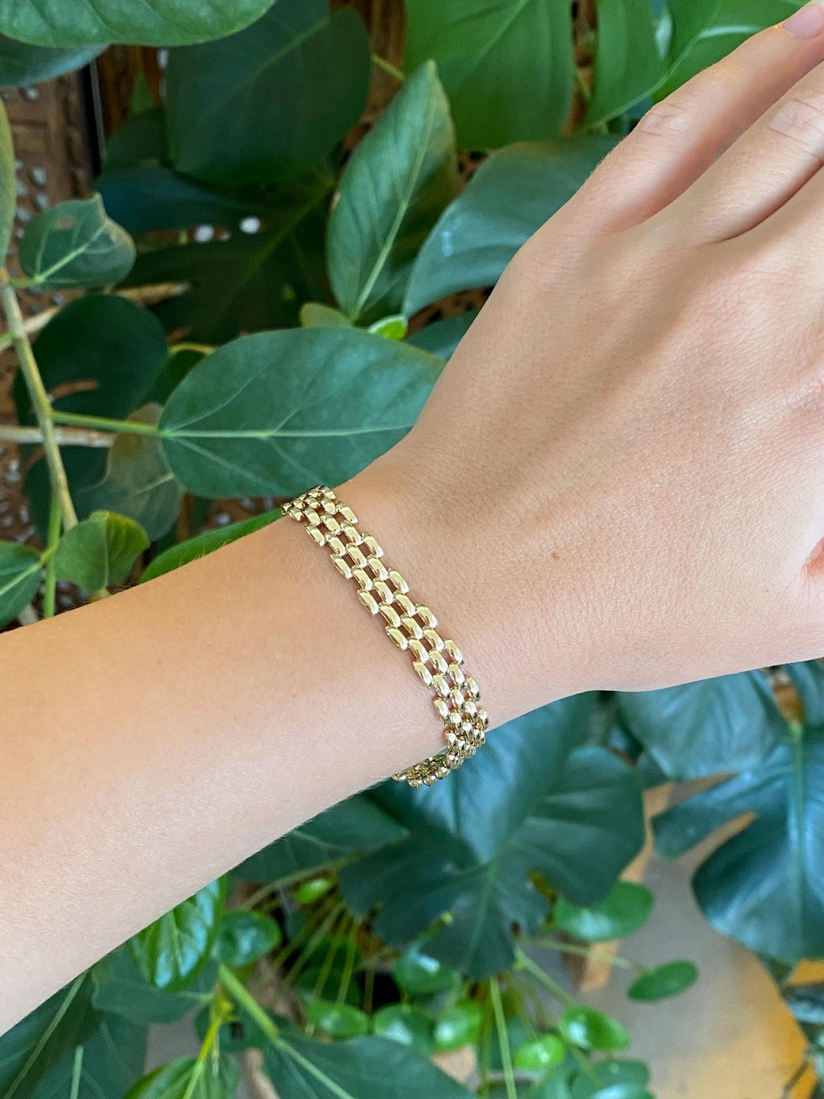 Vintage Solid 14k Yellow Gold Watch Band Link Bracelet - 7 inches