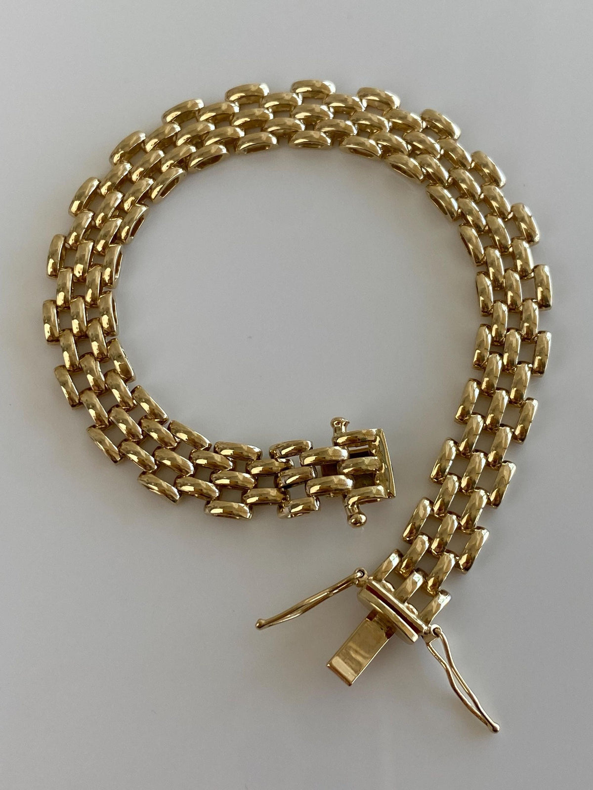 Vintage Solid 14k Yellow Gold Watch Band Link Bracelet - 7 inches