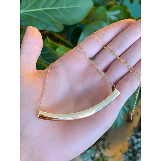 Vintage 14k Yellow Gold Curved Tube Rolo Chain Necklace - 18.5 inches