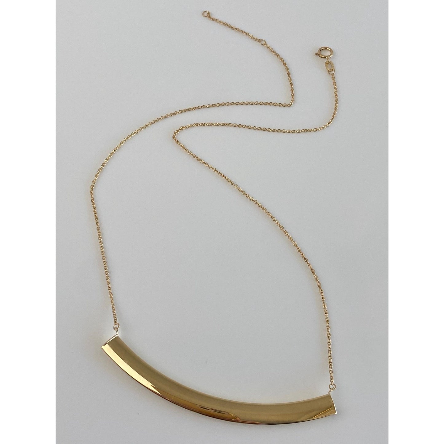 Vintage 14k Yellow Gold Curved Tube Rolo Chain Necklace - 18.5 inches