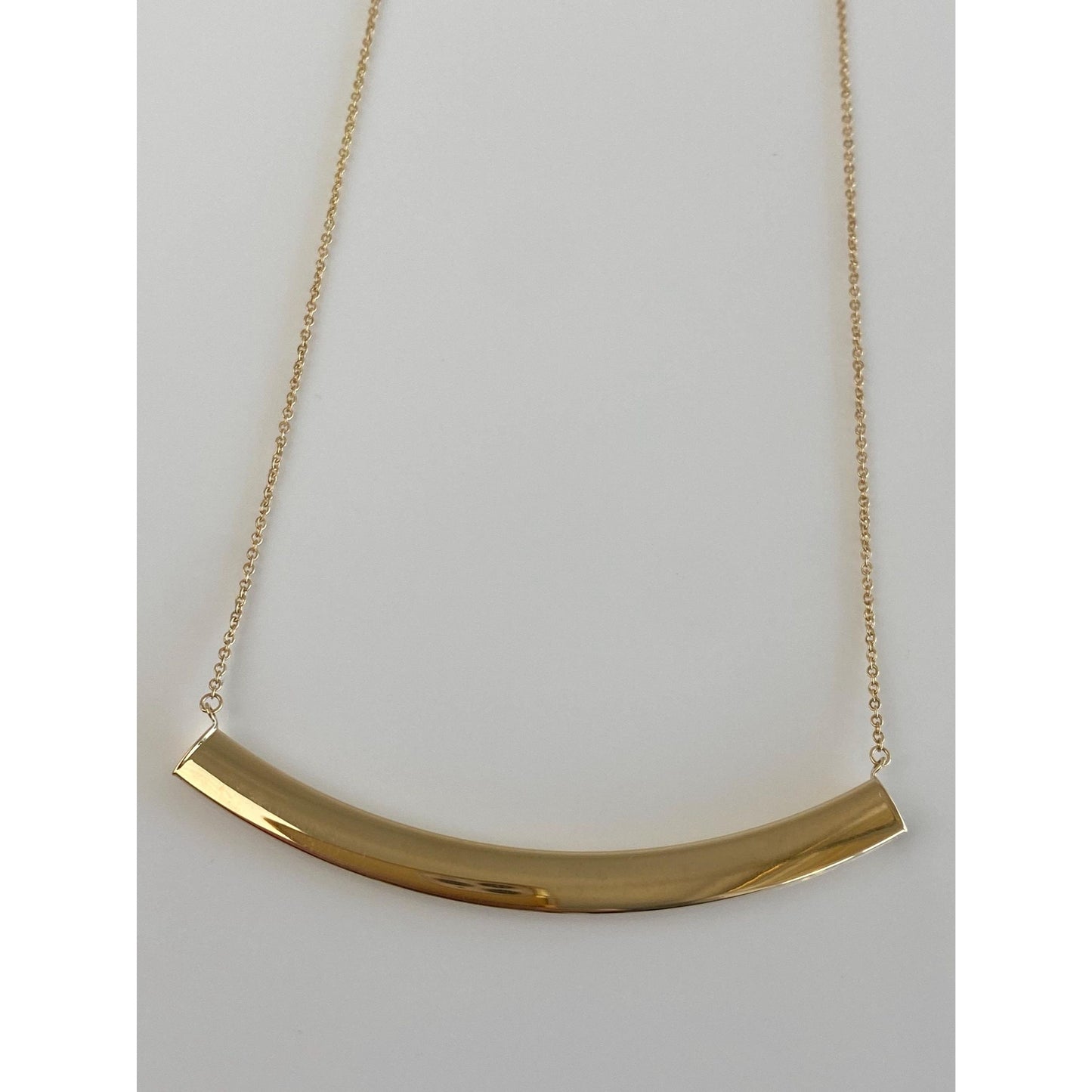 Vintage 14k Yellow Gold Curved Tube Rolo Chain Necklace - 18.5 inches