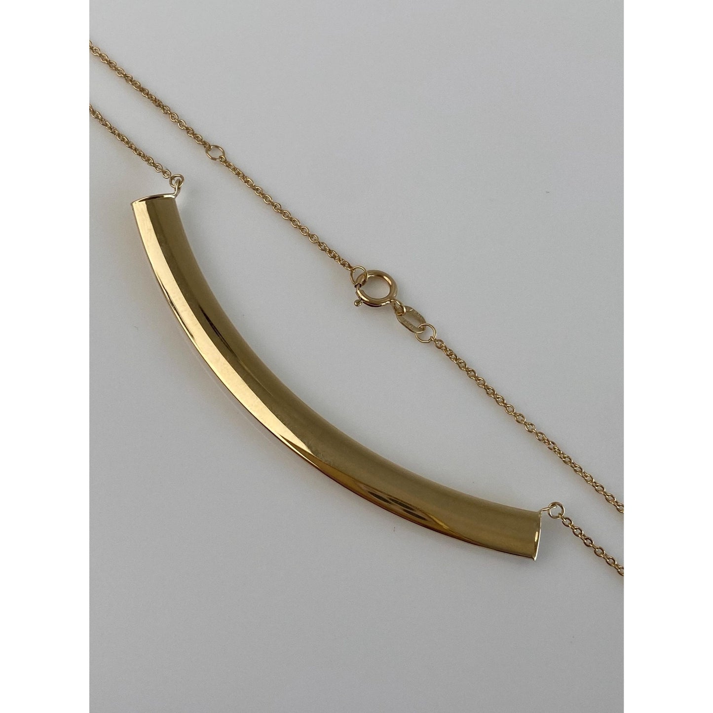 Vintage 14k Yellow Gold Curved Tube Rolo Chain Necklace - 18.5 inches