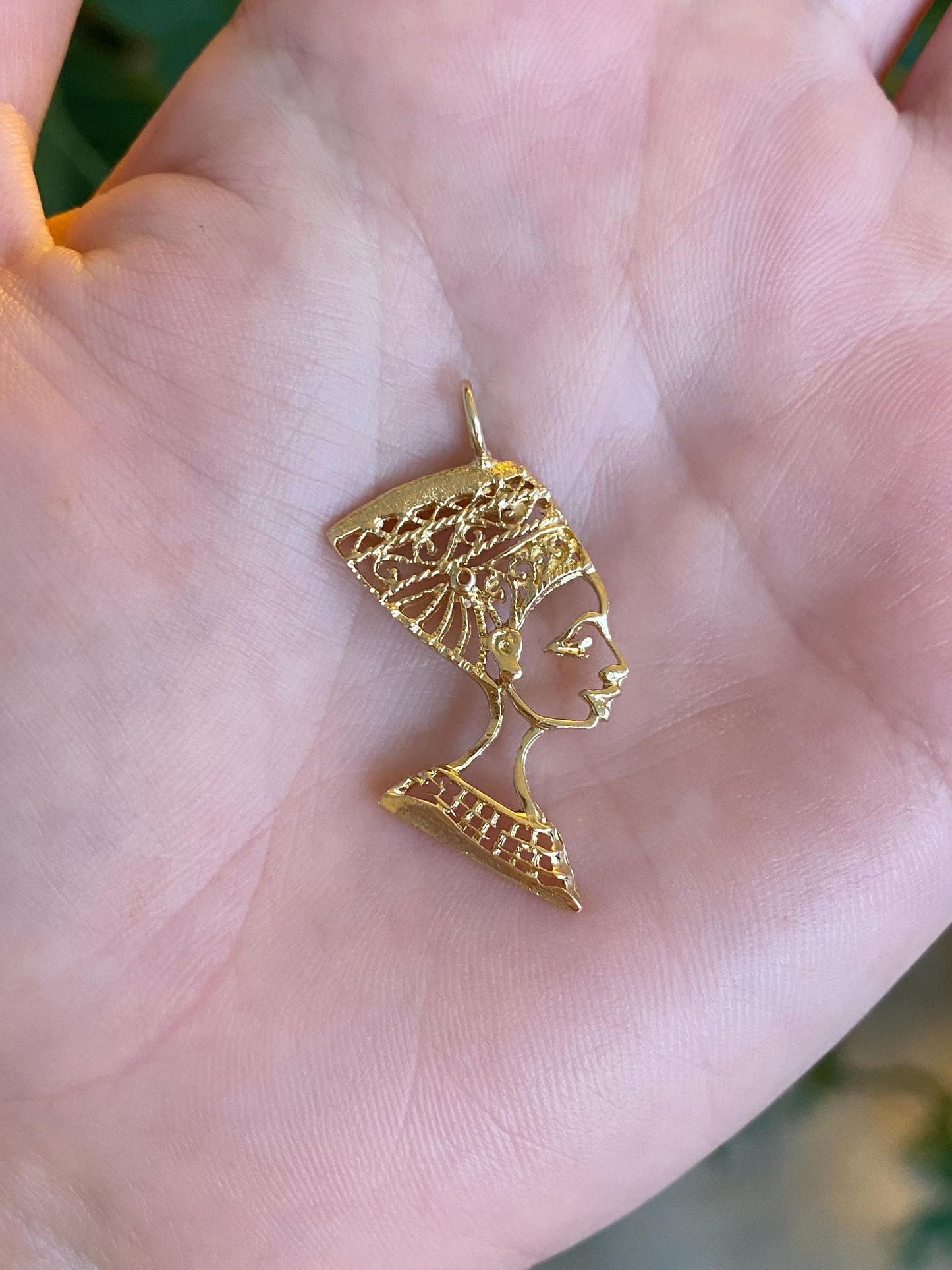 Vintage Solid 14k Yellow Gold Nefertiti Charm