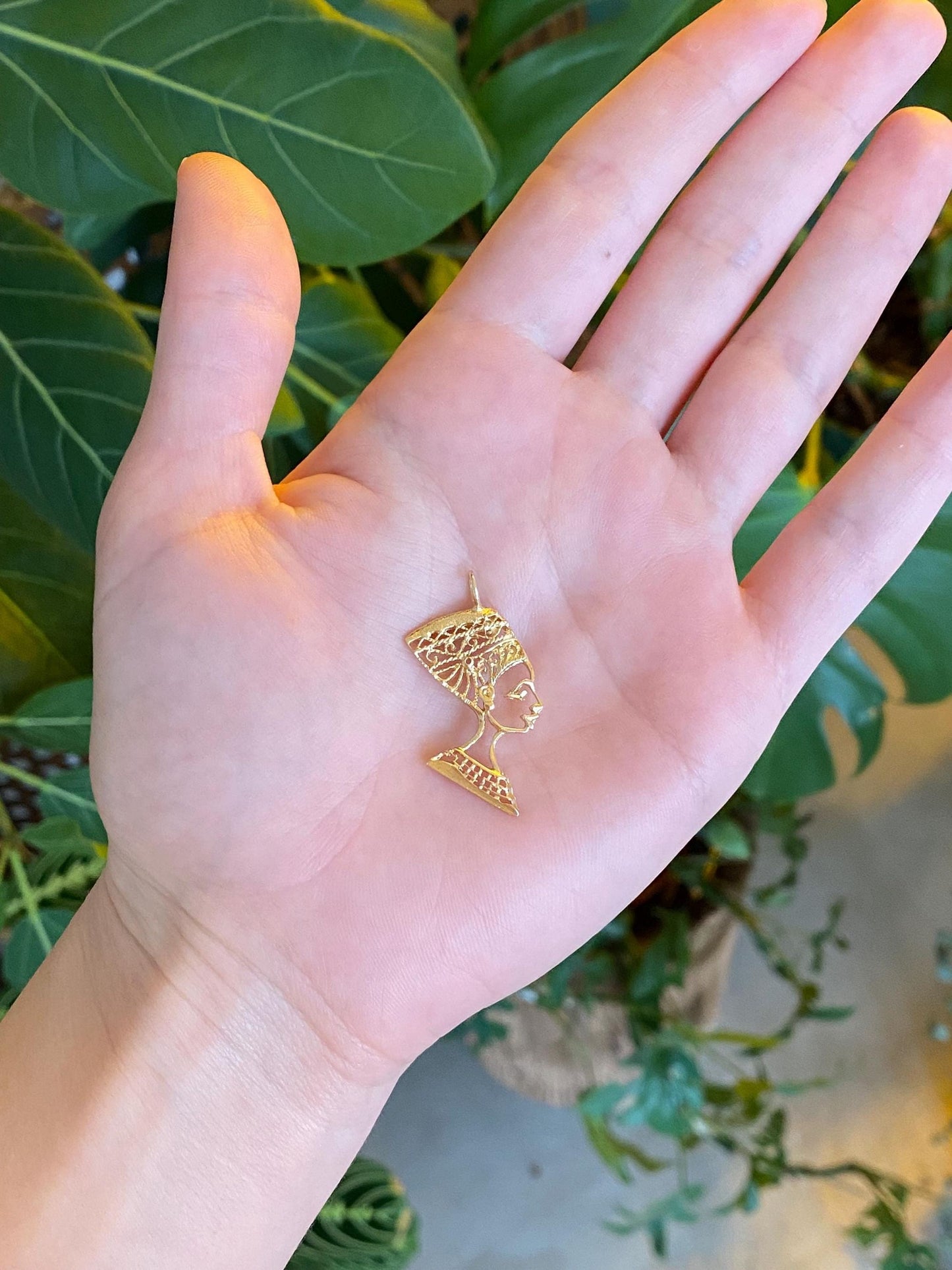 Vintage Solid 14k Yellow Gold Nefertiti Charm