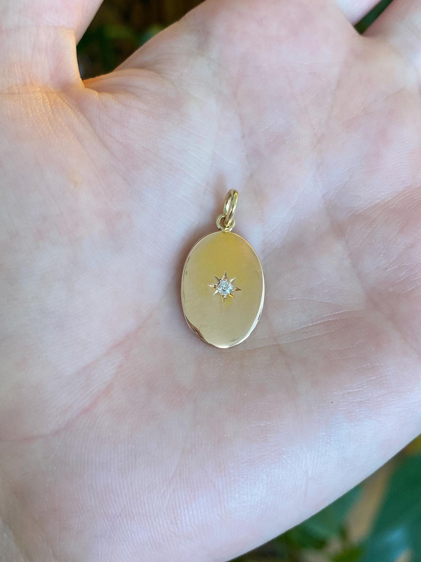 Vintage Solid 14k Yellow Gold Star Set Diamond Cufflink Conversion Charm