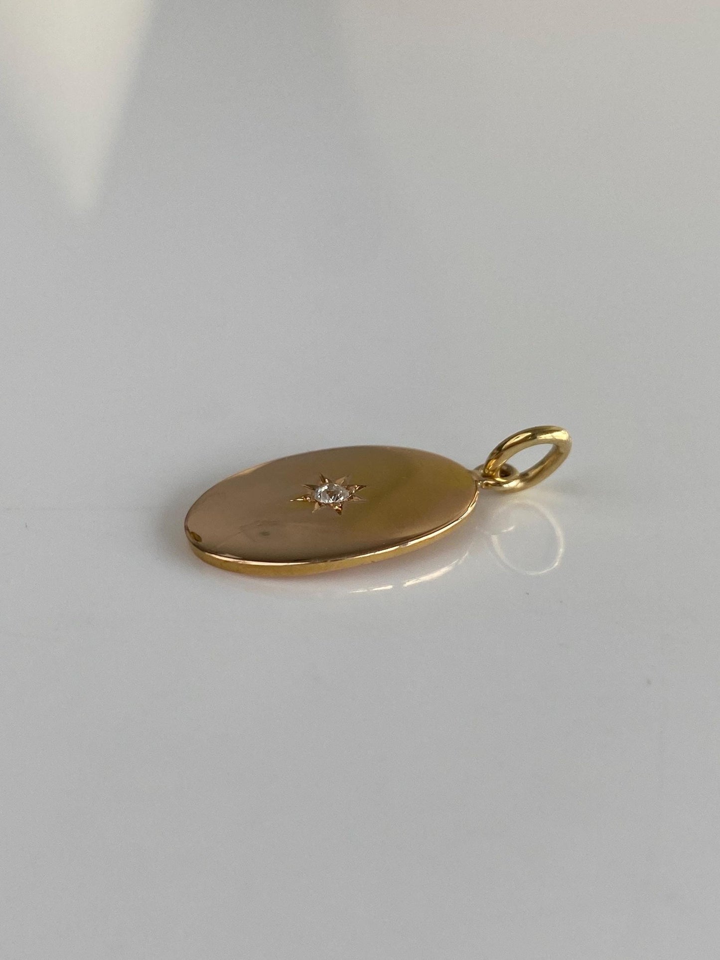 Vintage Solid 14k Yellow Gold Star Set Diamond Cufflink Conversion Charm