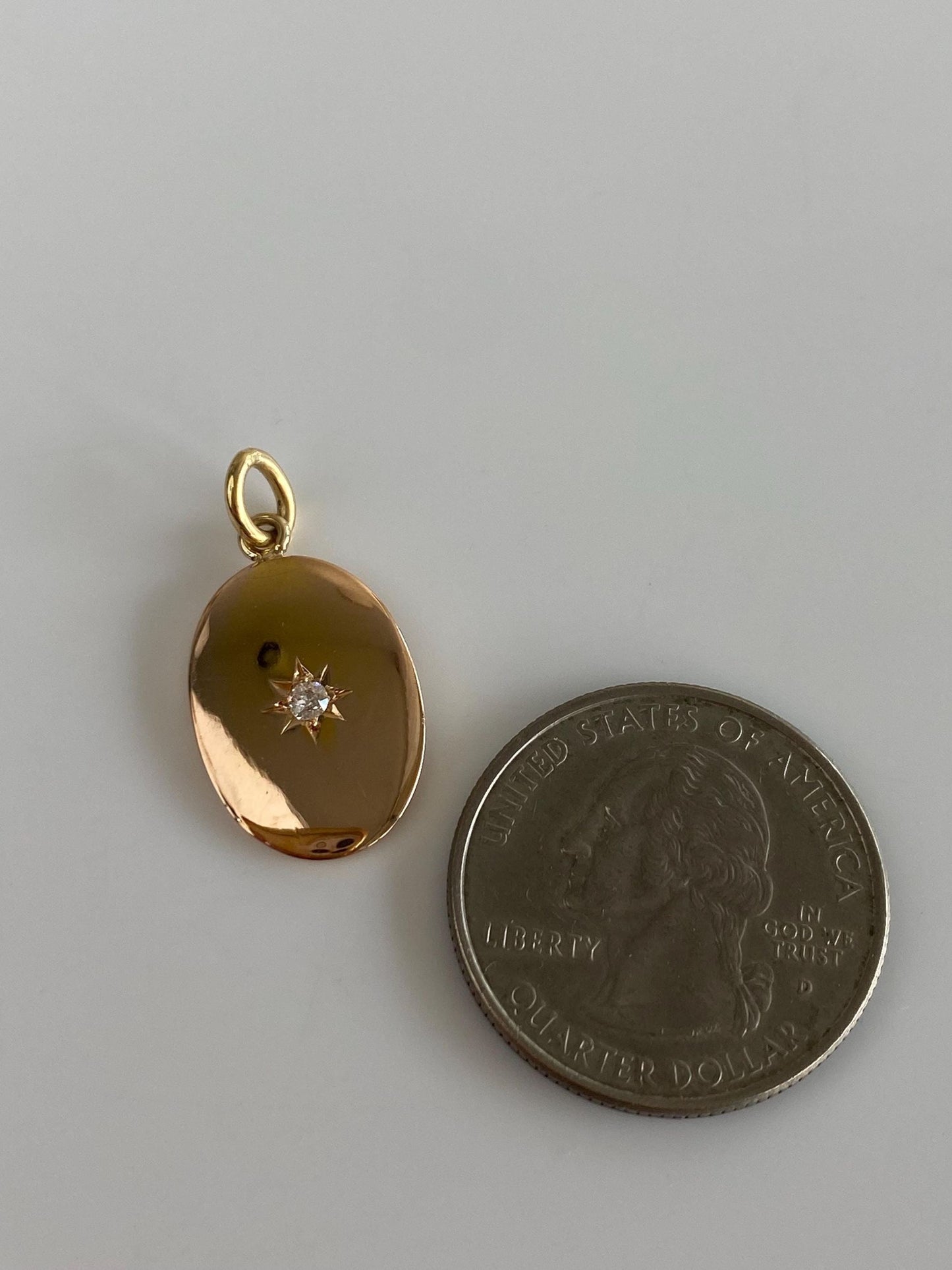 Vintage Solid 14k Yellow Gold Star Set Diamond Cufflink Conversion Charm