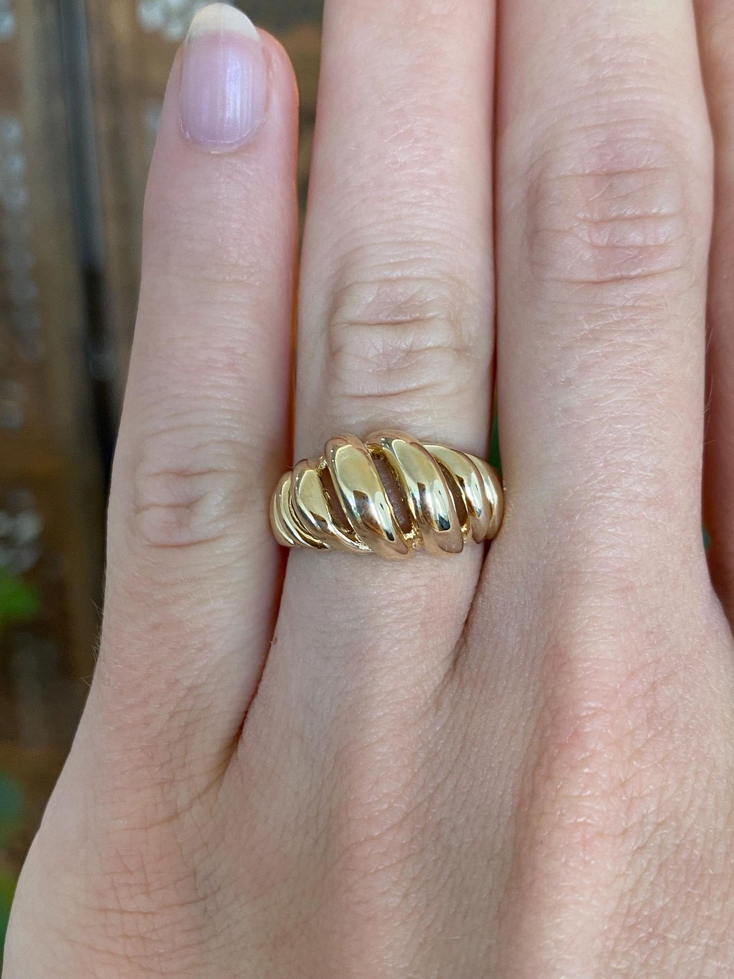 Solid 14k Yellow Gold Croissant Ring - Size 5.5