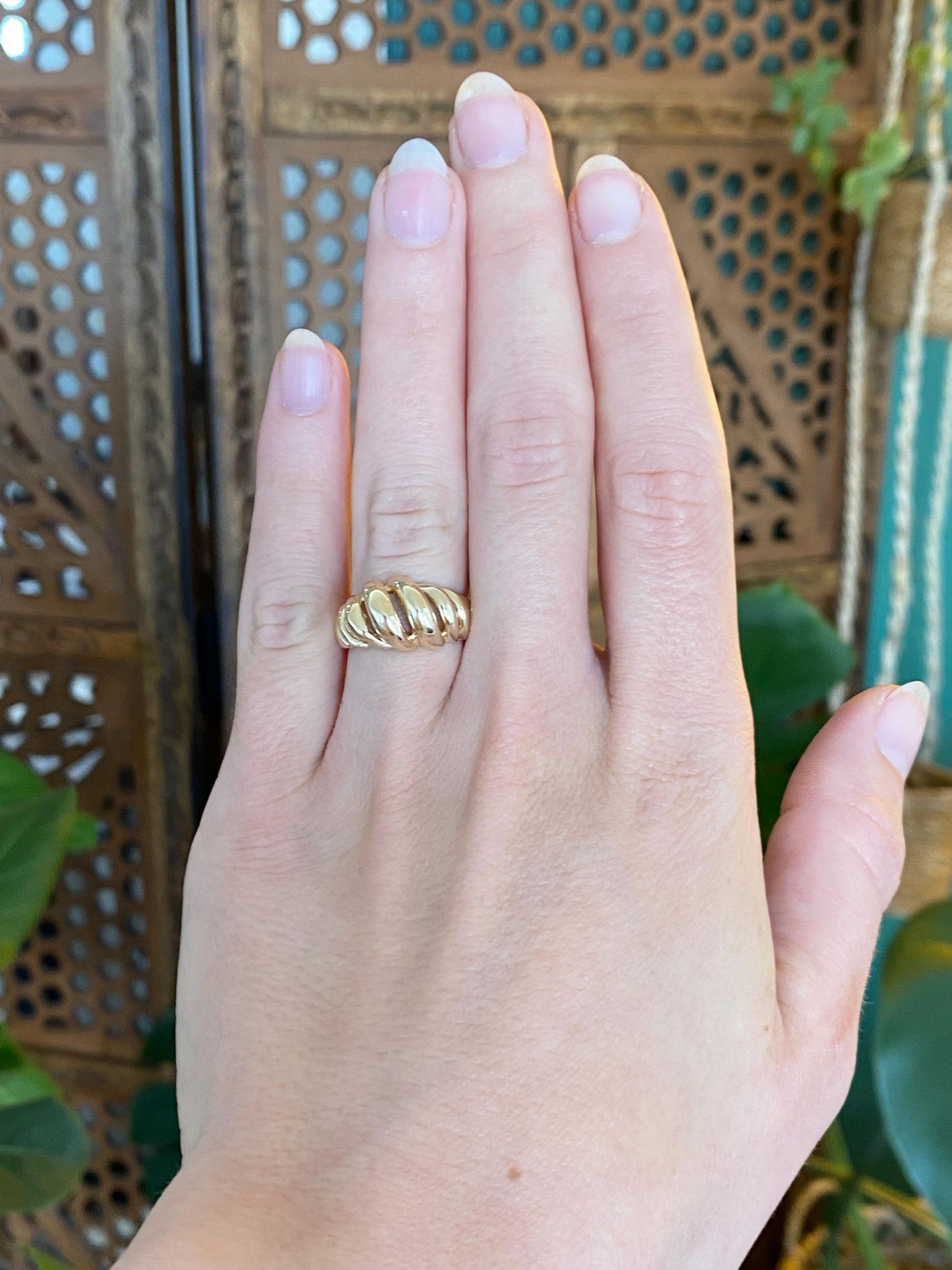 Solid 14k Yellow Gold Croissant Ring - Size 5.5