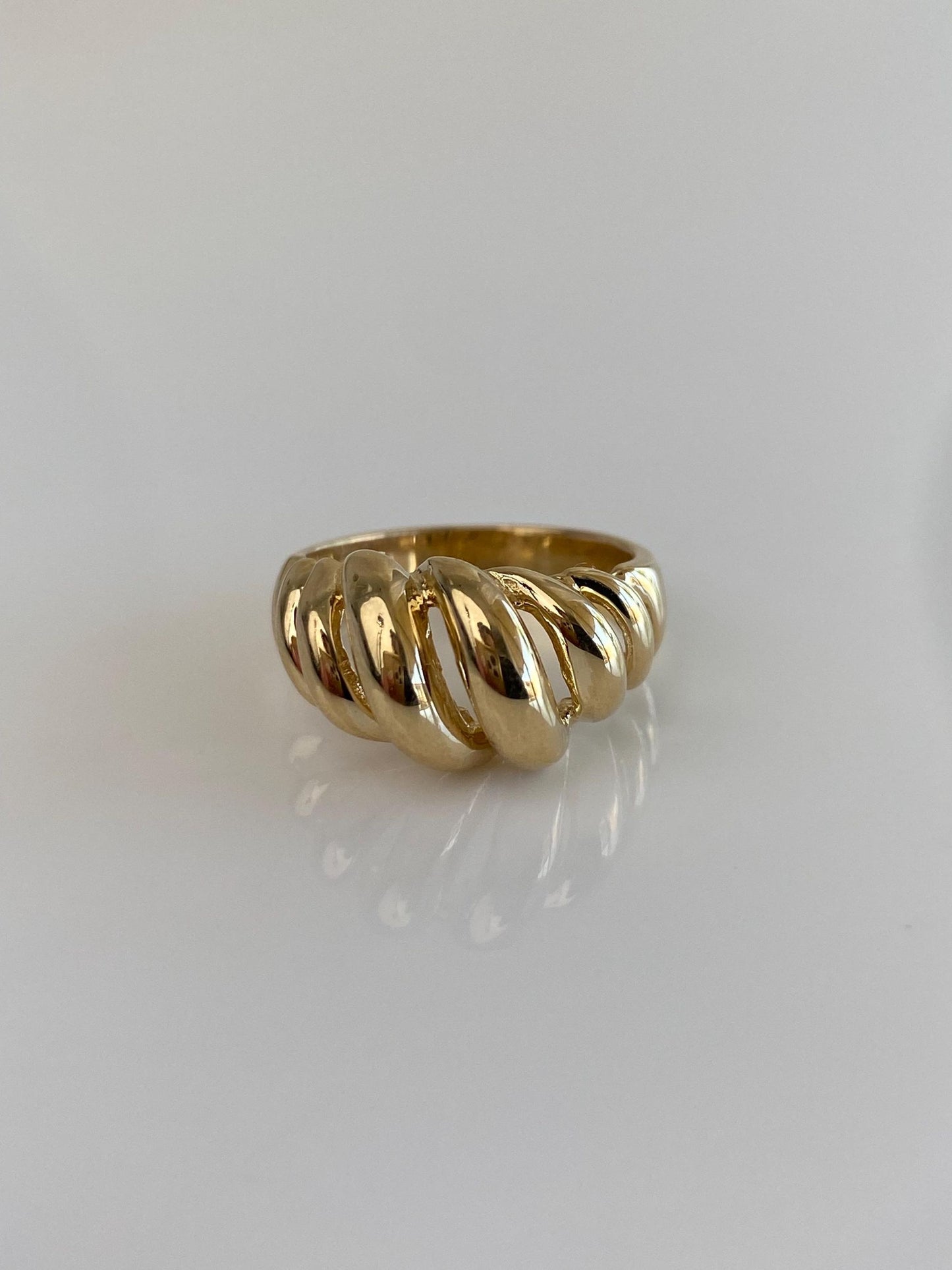 Solid 14k Yellow Gold Croissant Ring - Size 5.5
