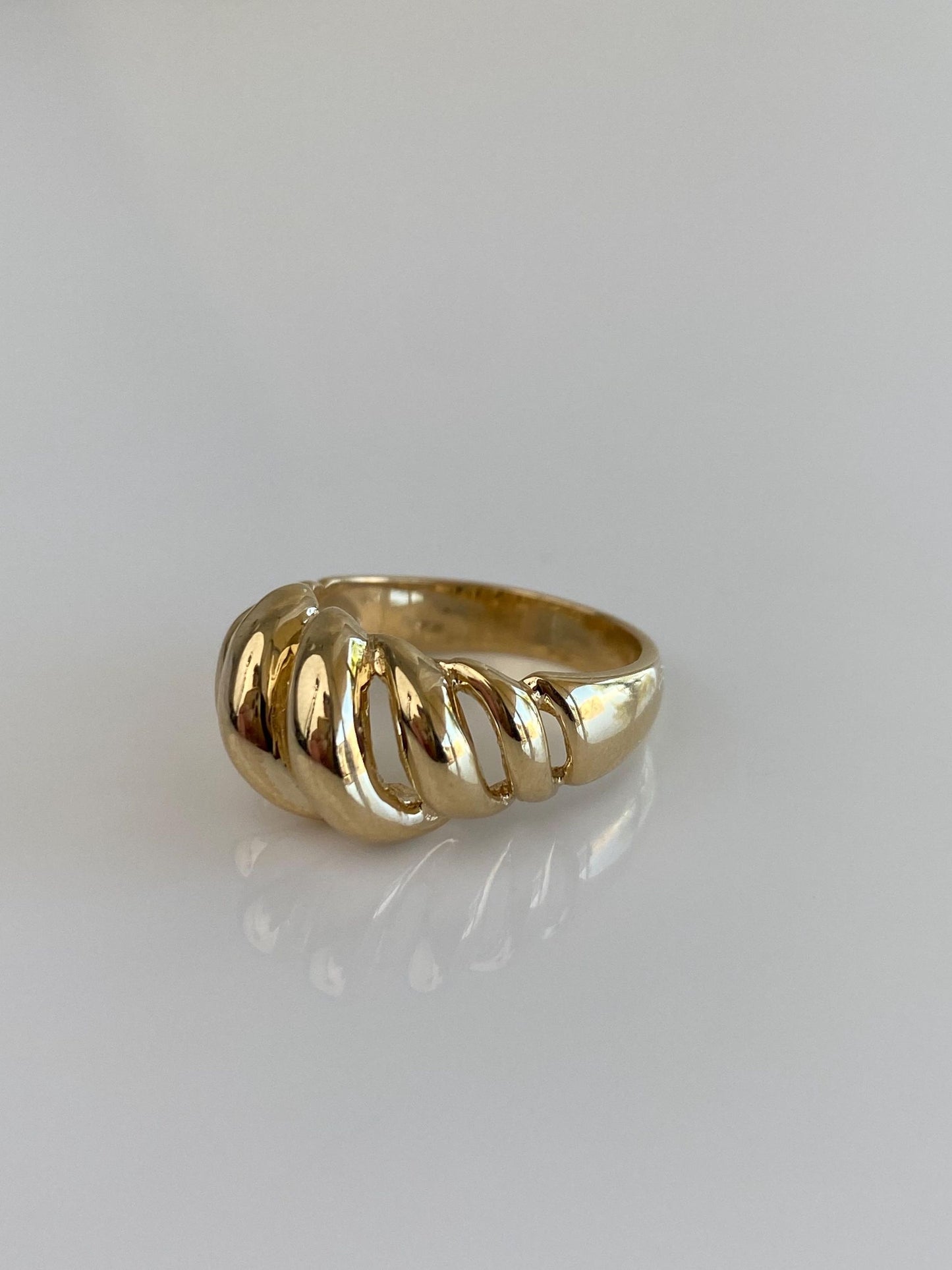 Solid 14k Yellow Gold Croissant Ring - Size 5.5