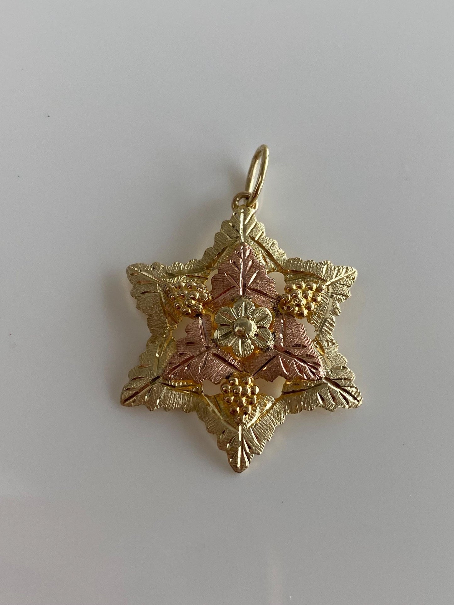 Vintage Solid 10k & 12k Black Hills Gold Grape Leaves Charm