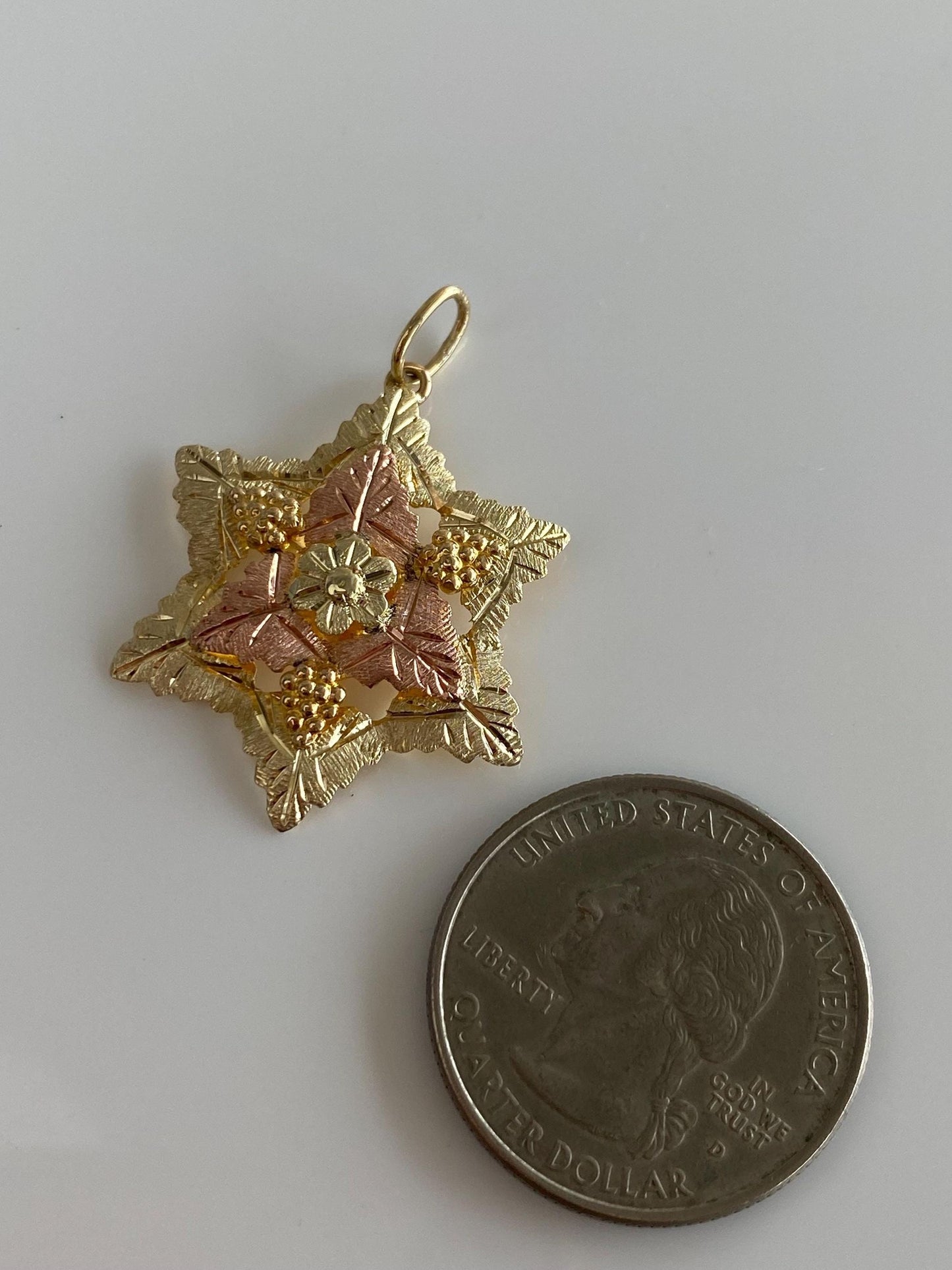 Vintage Solid 10k & 12k Black Hills Gold Grape Leaves Charm