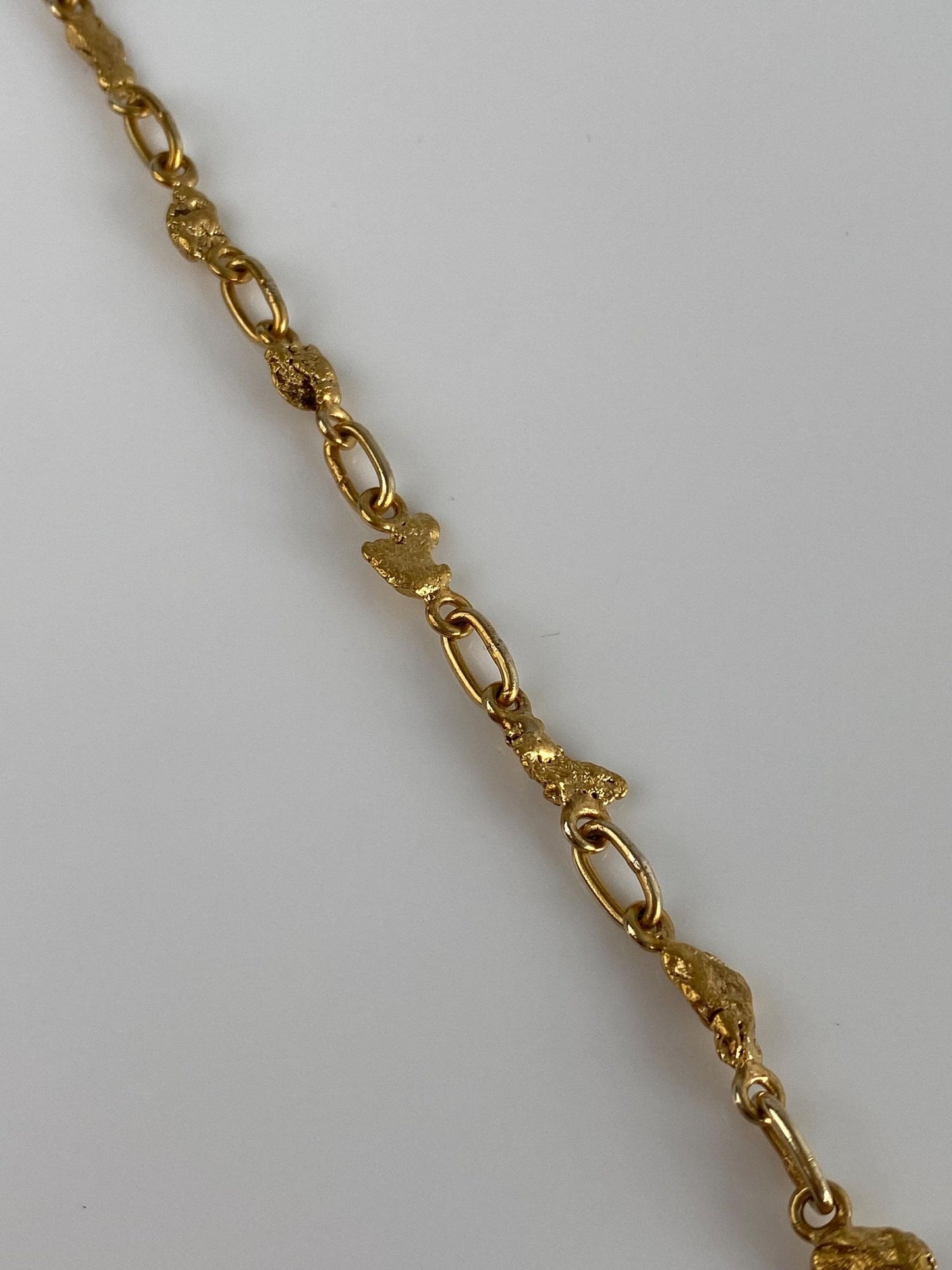 Vintage Solid 14k & 21k Yellow Gold Nugget Link Bracelet - 6.75 inches